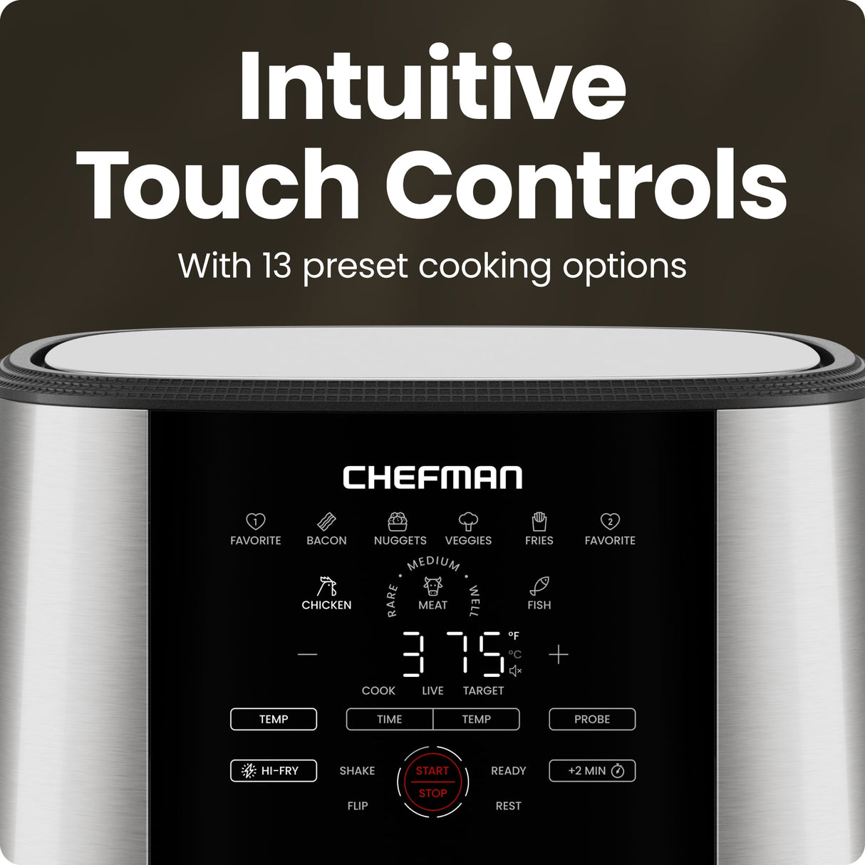 Chefman ExacTemp 8 Quart Easy-View Air Fryer with Temperature Probe