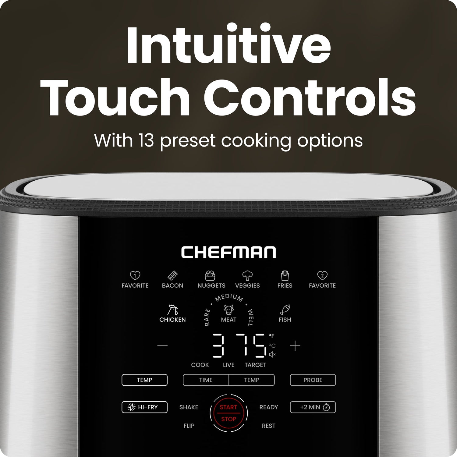 Chefman ExacTemp 8 Quart Easy-View Air Fryer with Temperature Probe