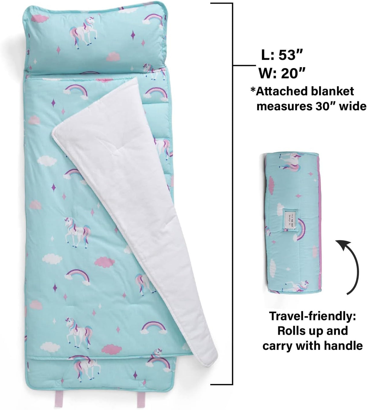 Delta Children Nap Mat with Included Pillow and Blanket for Toddlers and Kids, Unicorn
