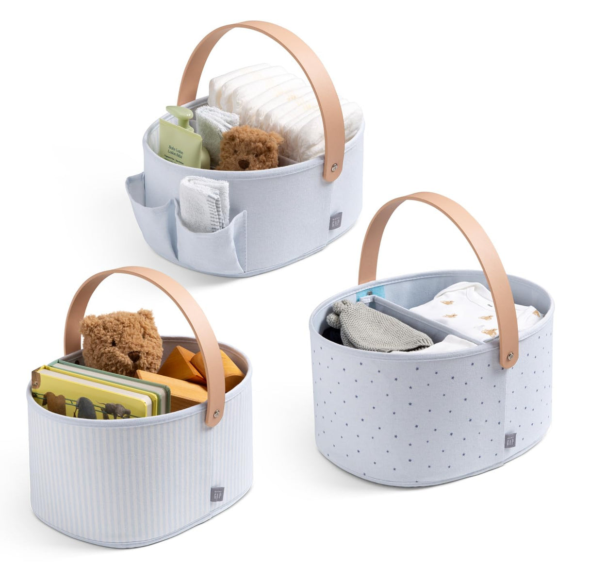 Delta Children 3-Pack Nested Fabric Storage Bins with Handles, Blue