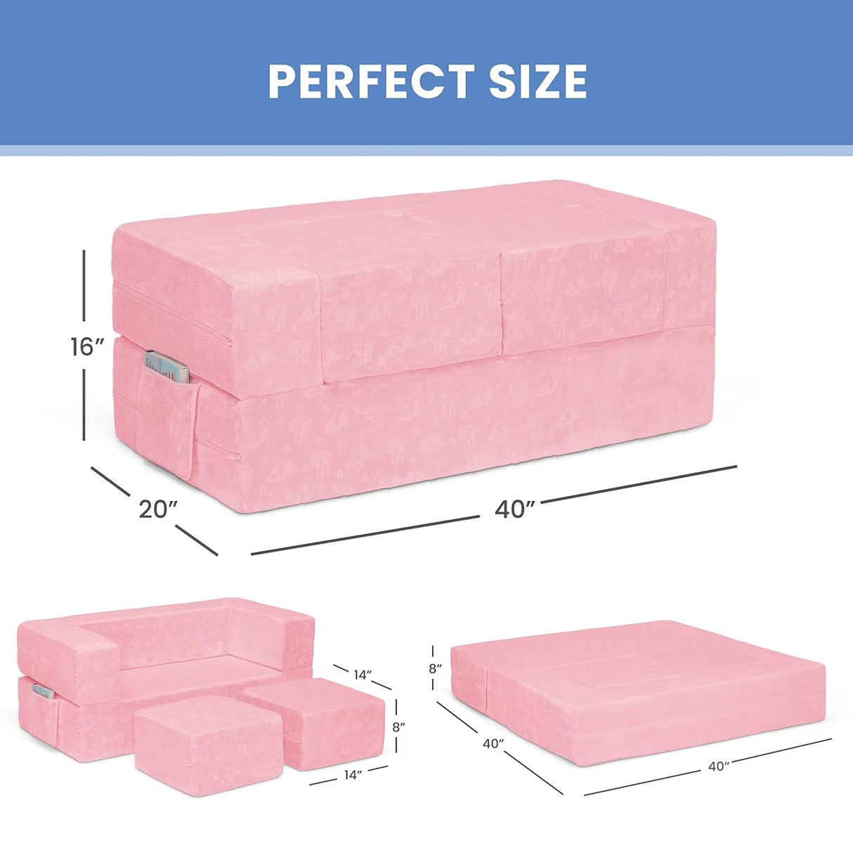 Delta Children Serta Perfect Sleeper Convertible Sofa and Play Set Pink