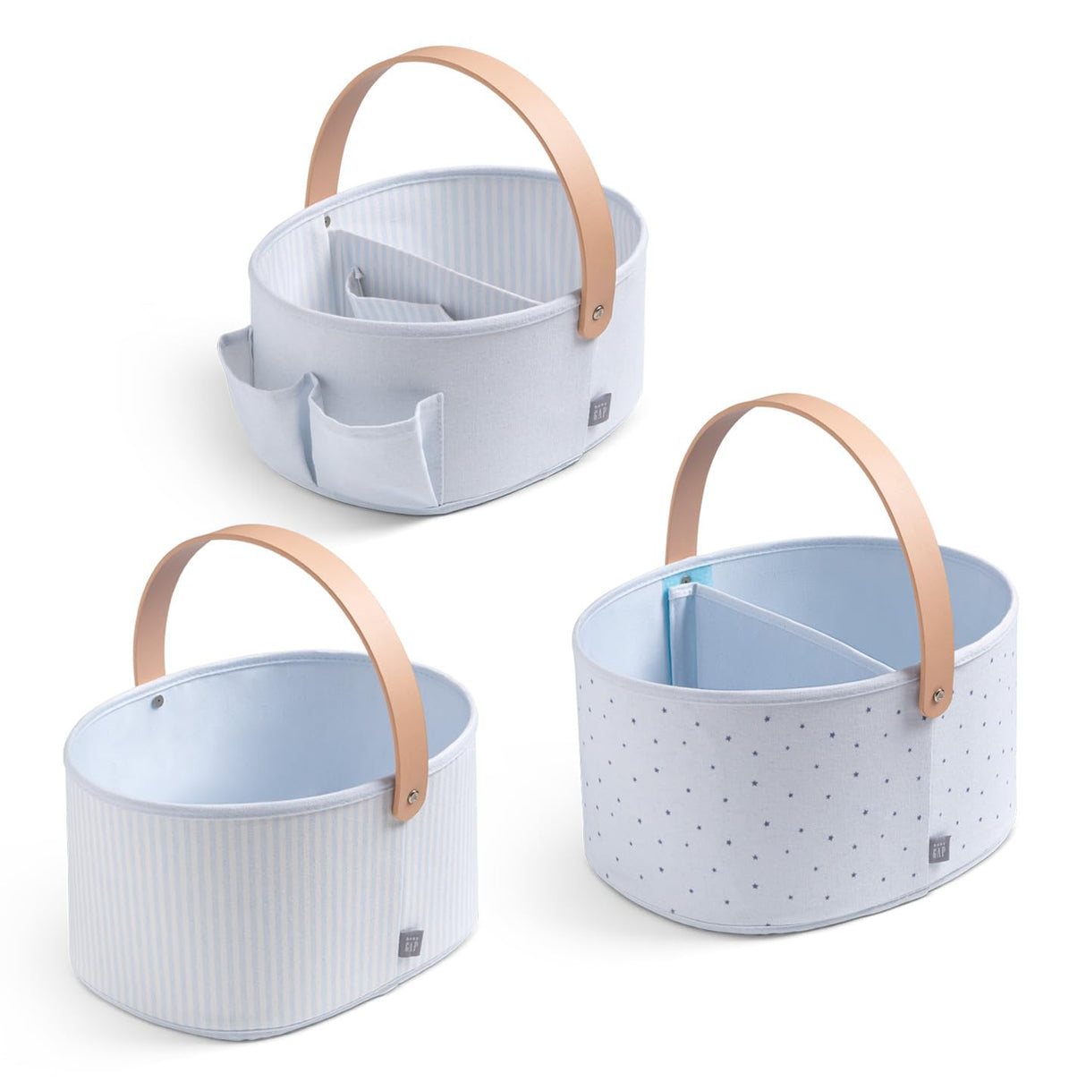 Delta Children 3-Pack Nested Fabric Storage Bins with Handles, Blue