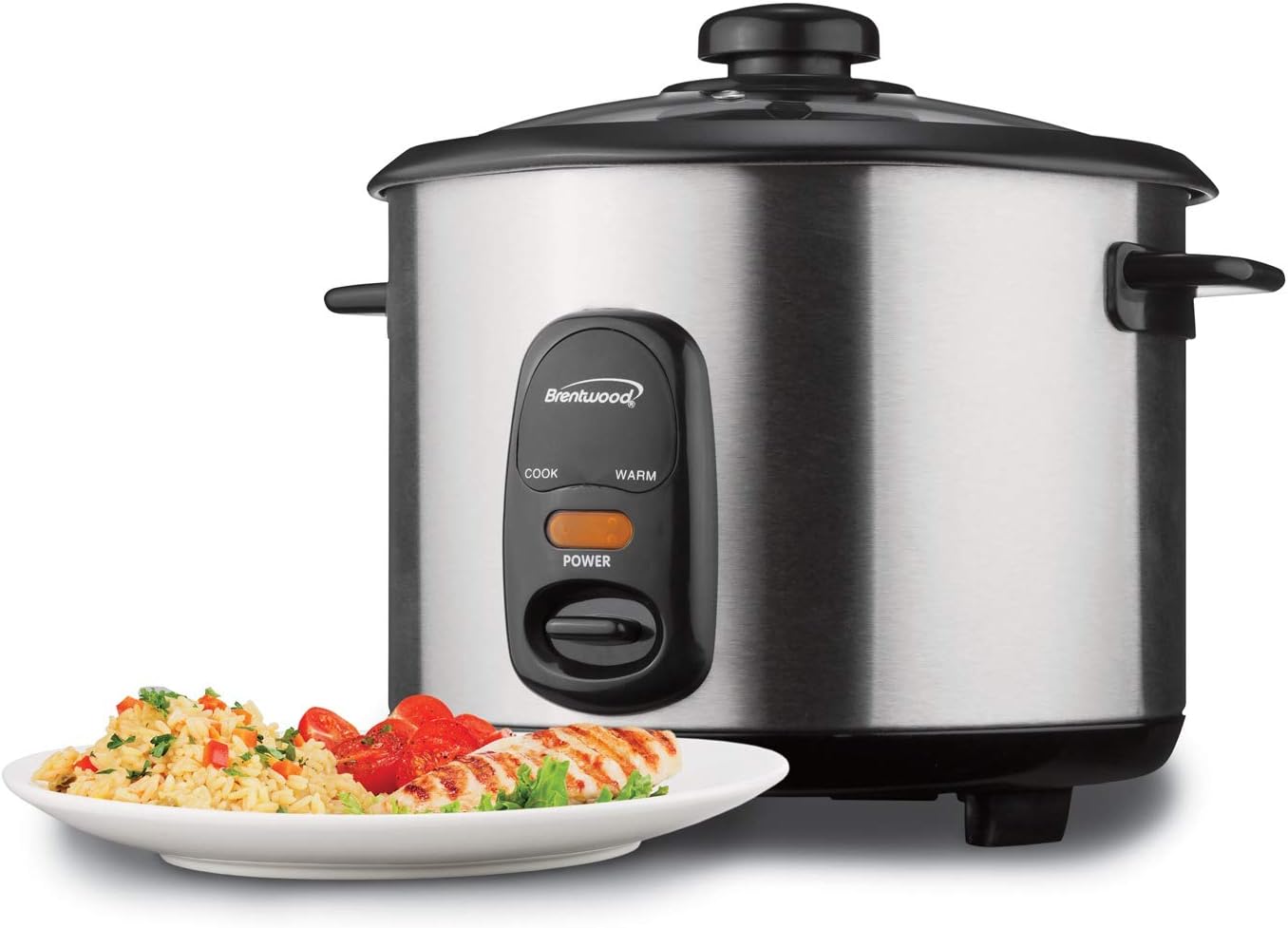 Brentwood 8 CUPS (UNCOOKED) RICE COOKER -SS/BLK,(TS-15)