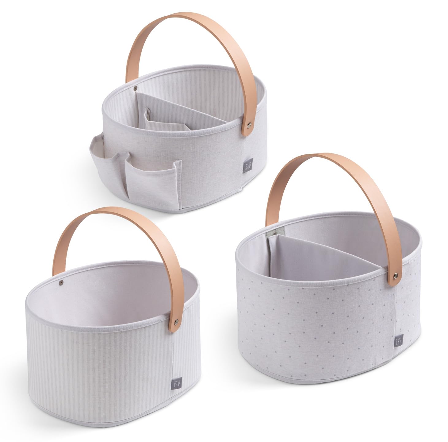 Delta Children 3-Pack Nested Fabric Storage Bins with Handles, Grey