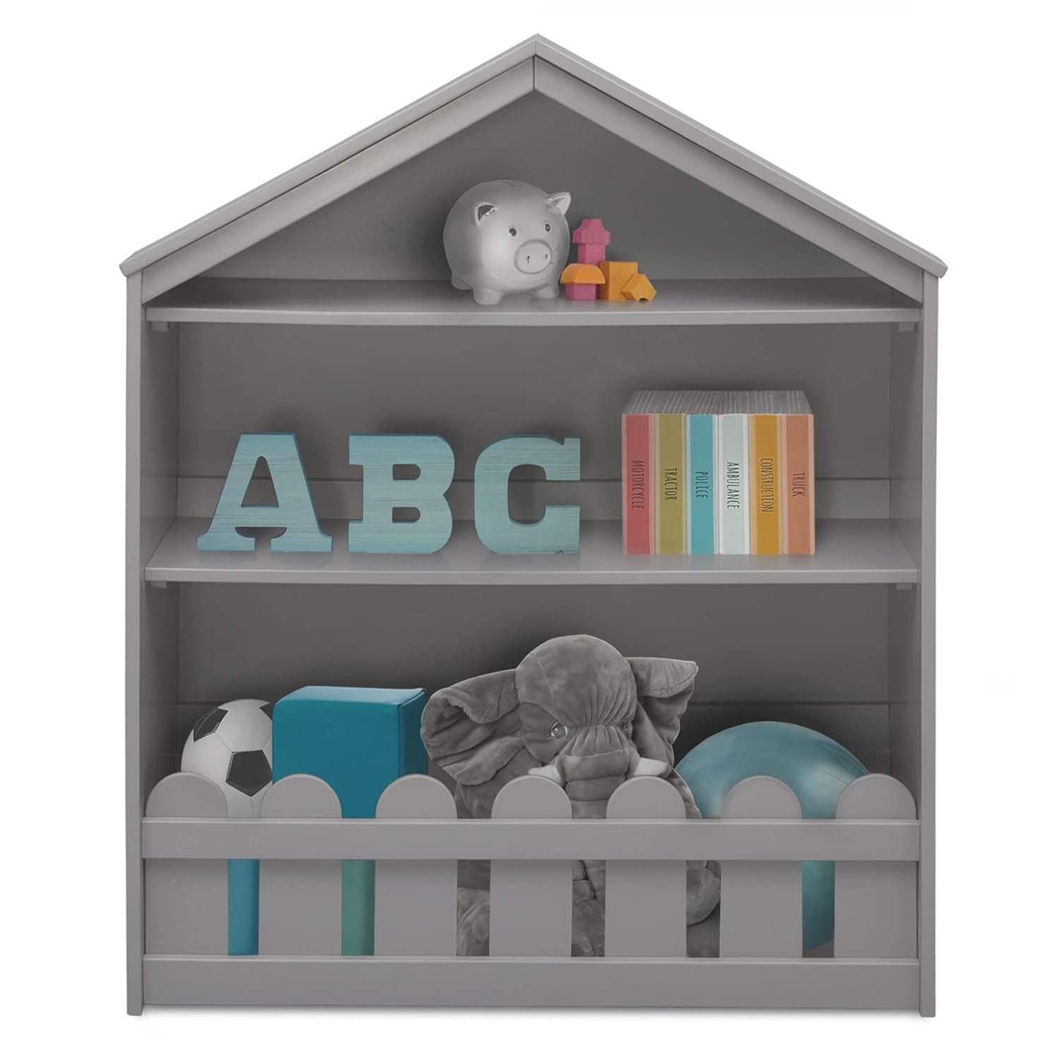 Delta Children Happy Home Storage Bookcase, Grey