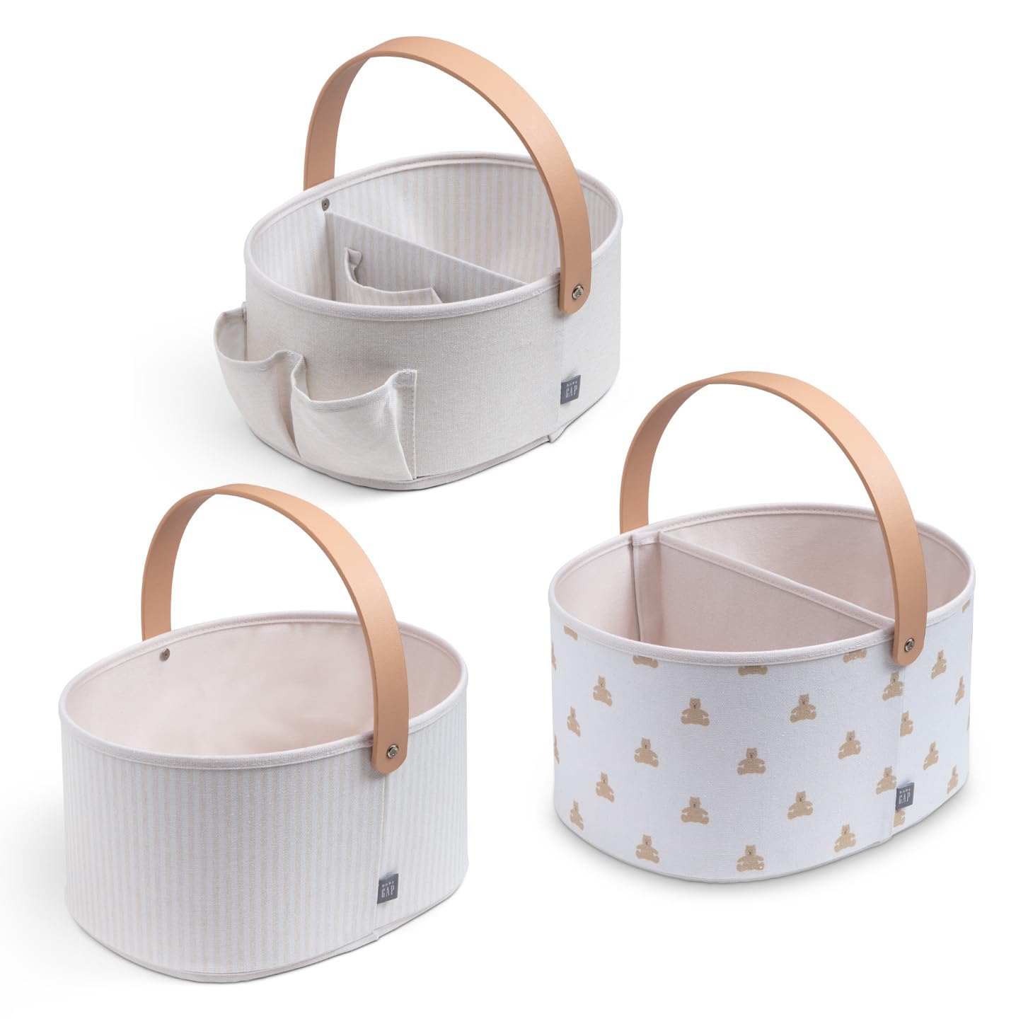 Delta Children 3-Pack Nested Fabric Storage Bins with Handles, Tan