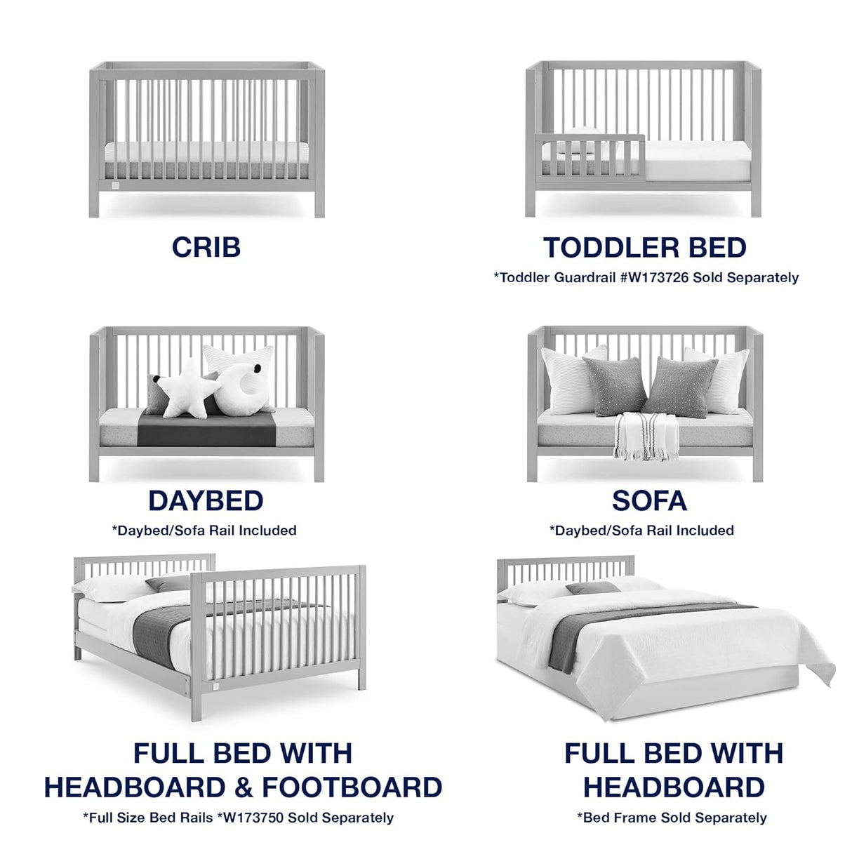 Delta Children babyGap Charlie 6-in-1 Convertible Crib - Greenguard Gold Certified, Grey