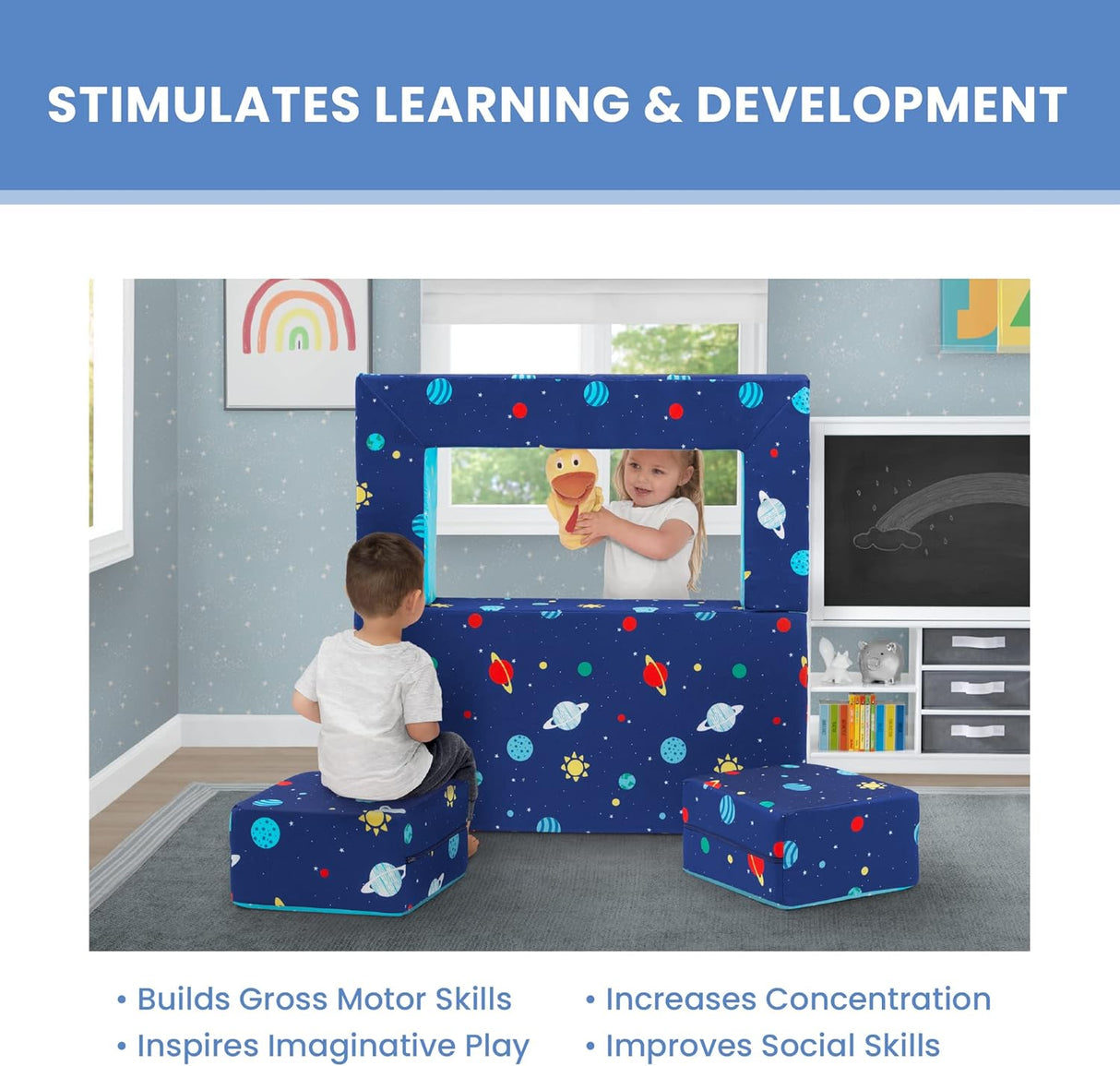 Delta Children Convertible Sofa and Play Set for Kids and Toddlers Spaceship