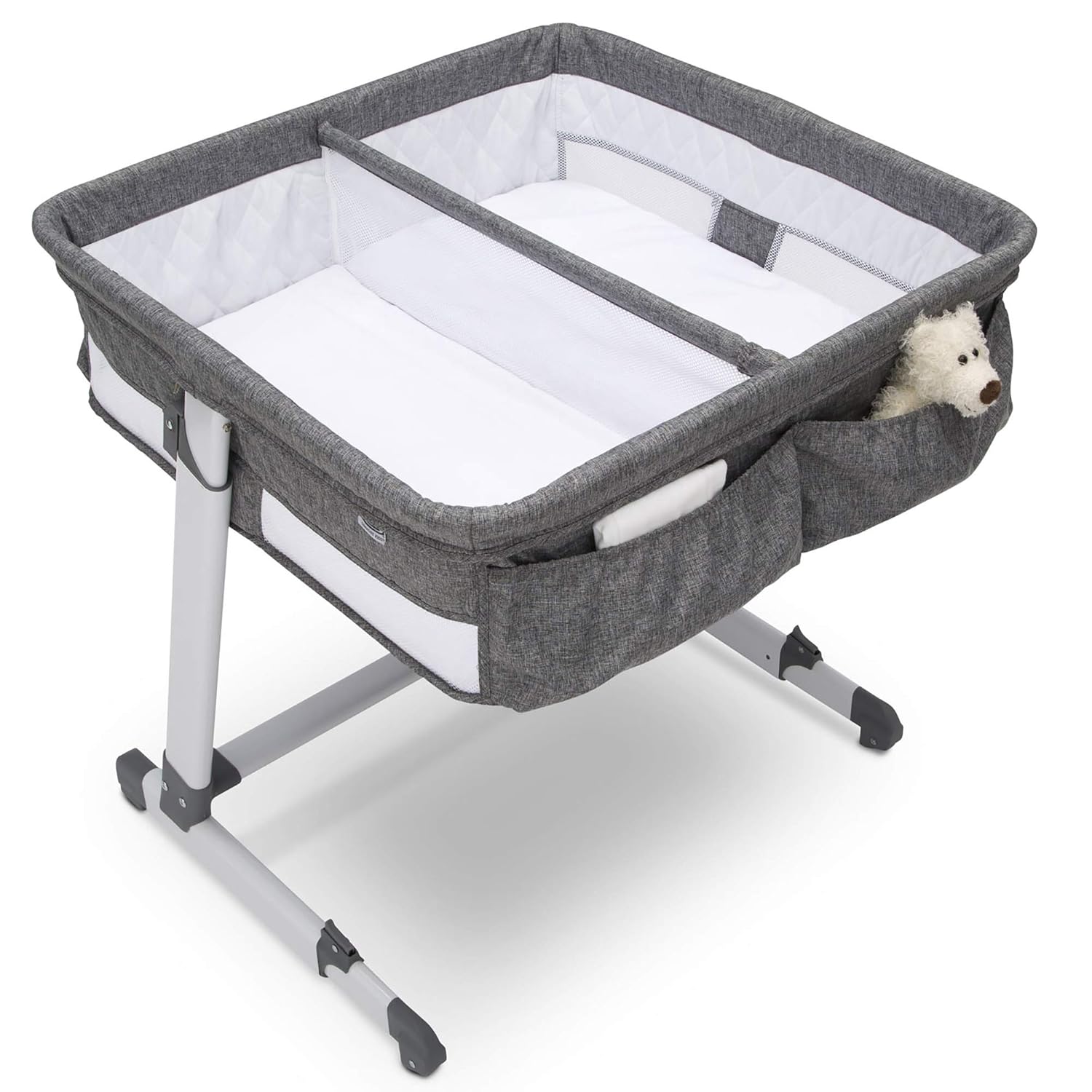 Delta Children By The Bed Twin City Sleeper Bassinet, Grey Tweed