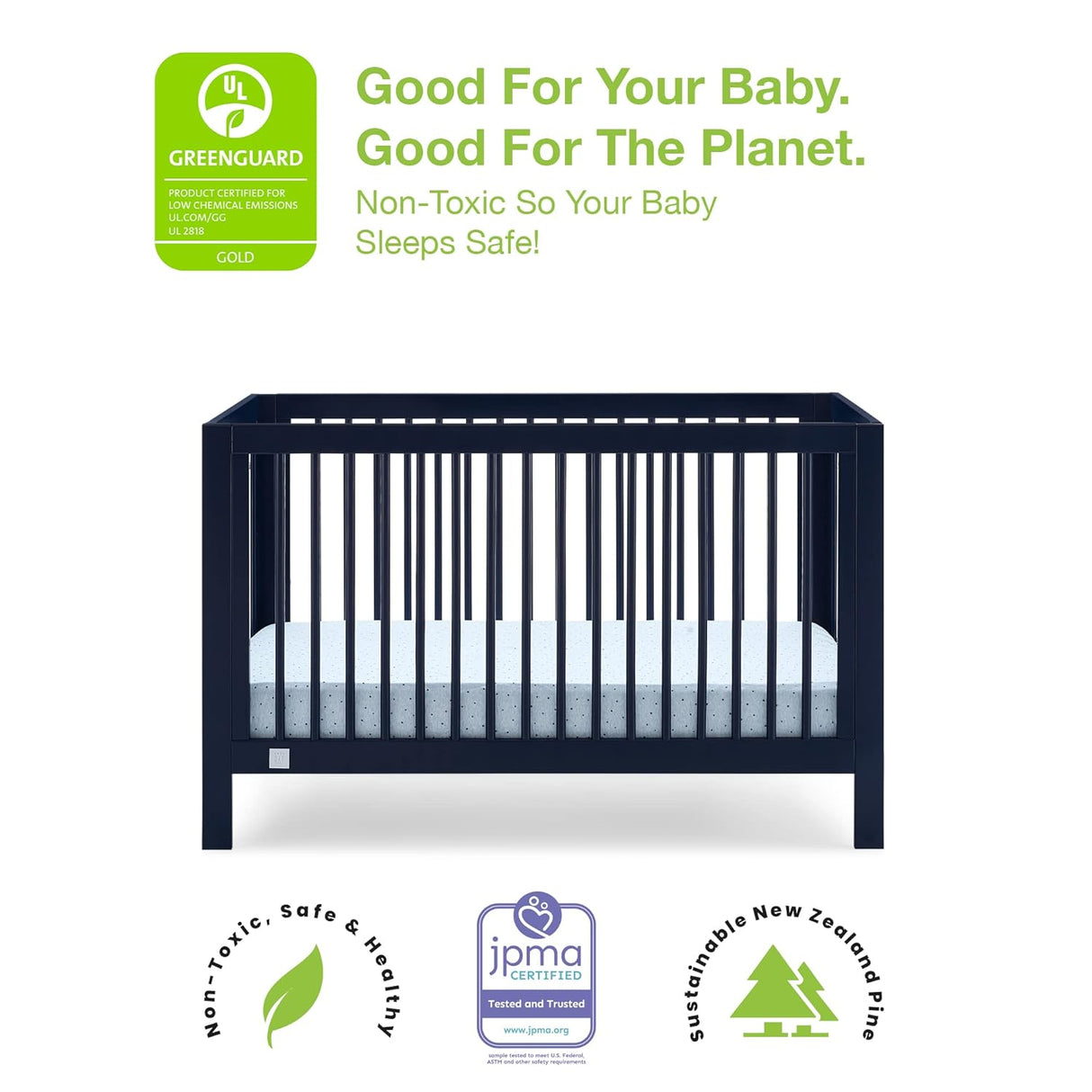 Delta Children babyGap Charlie 6-in-1 Convertible Crib - Greenguard Gold Certified, Navy