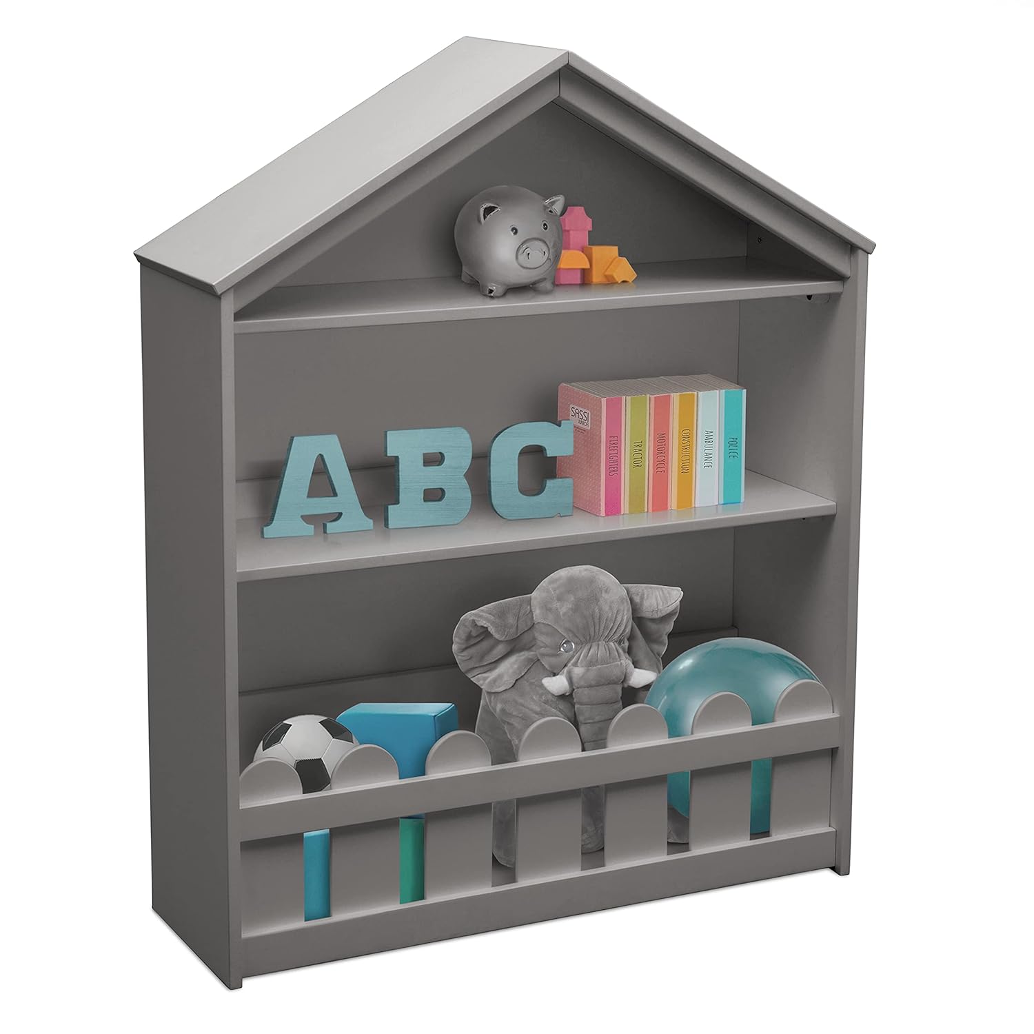 Delta Children Happy Home Storage Bookcase, Grey