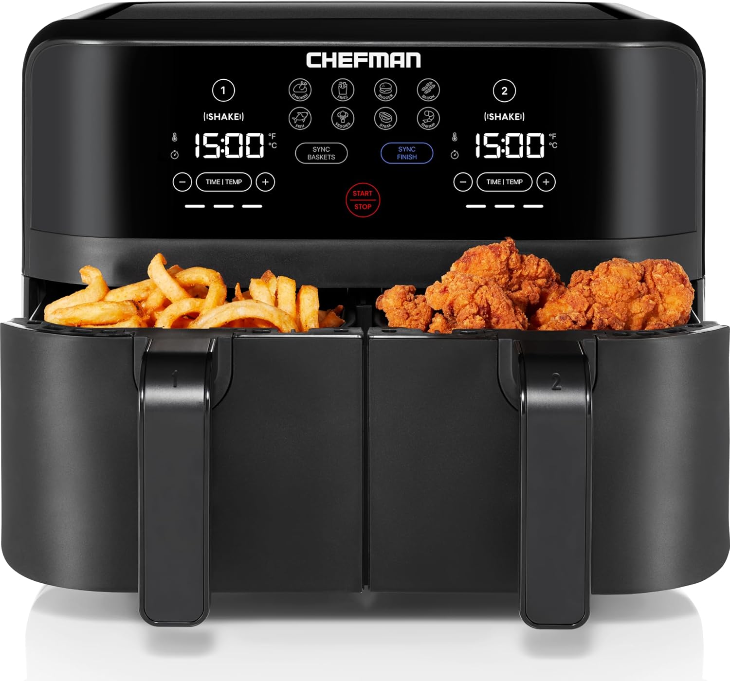 Chefman TurboFry Touch 9-Quart Dual Basket Air Fryer