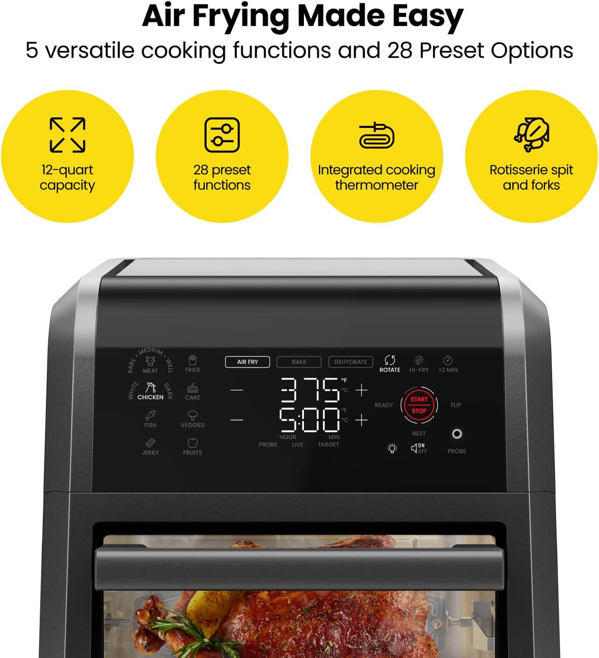 Chefman ExacTemp 12-Qt Multifunctional Digital Air Fryer Oven+