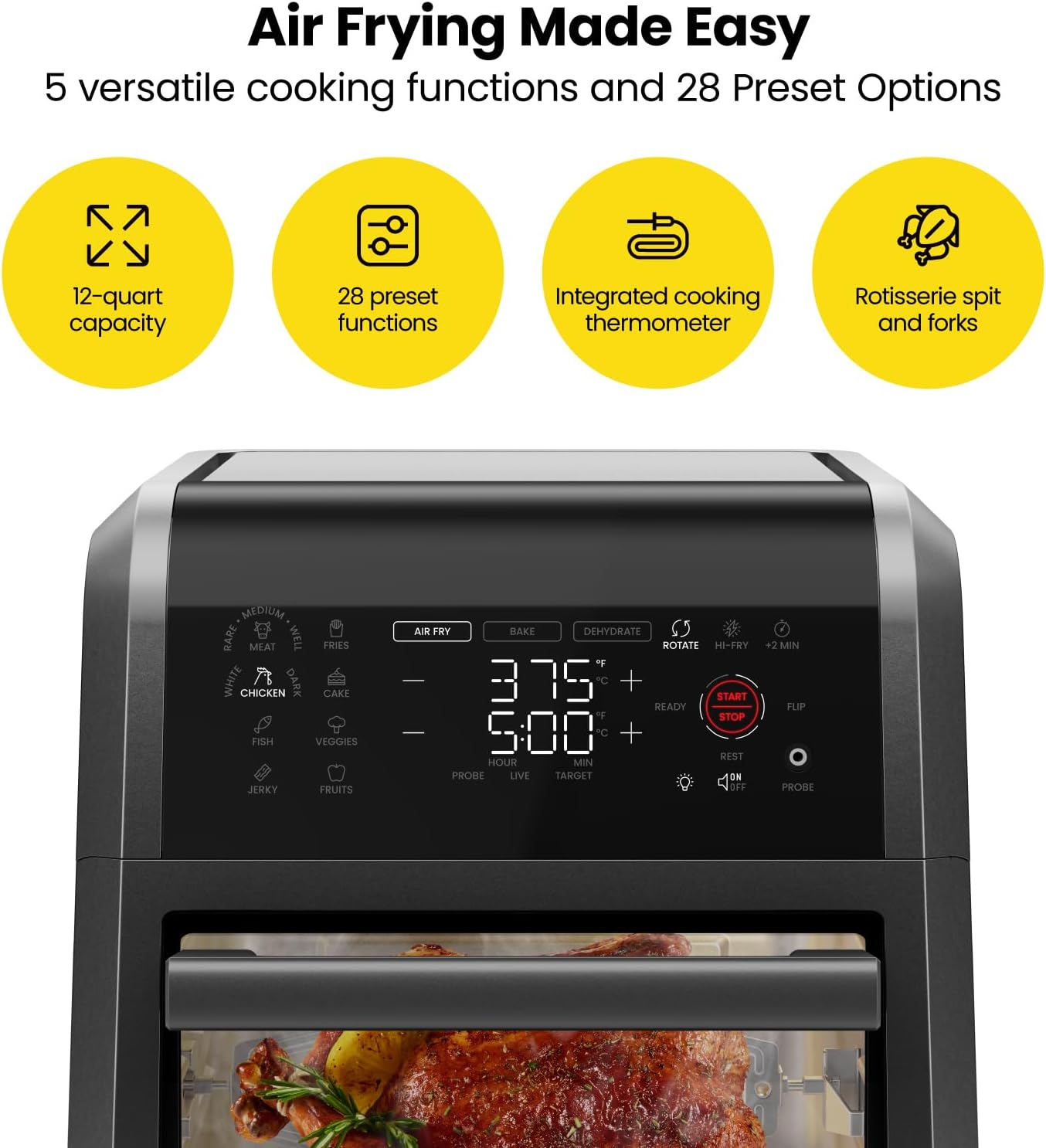 Chefman ExacTemp 12-Qt Multifunctional Digital Air Fryer Oven+