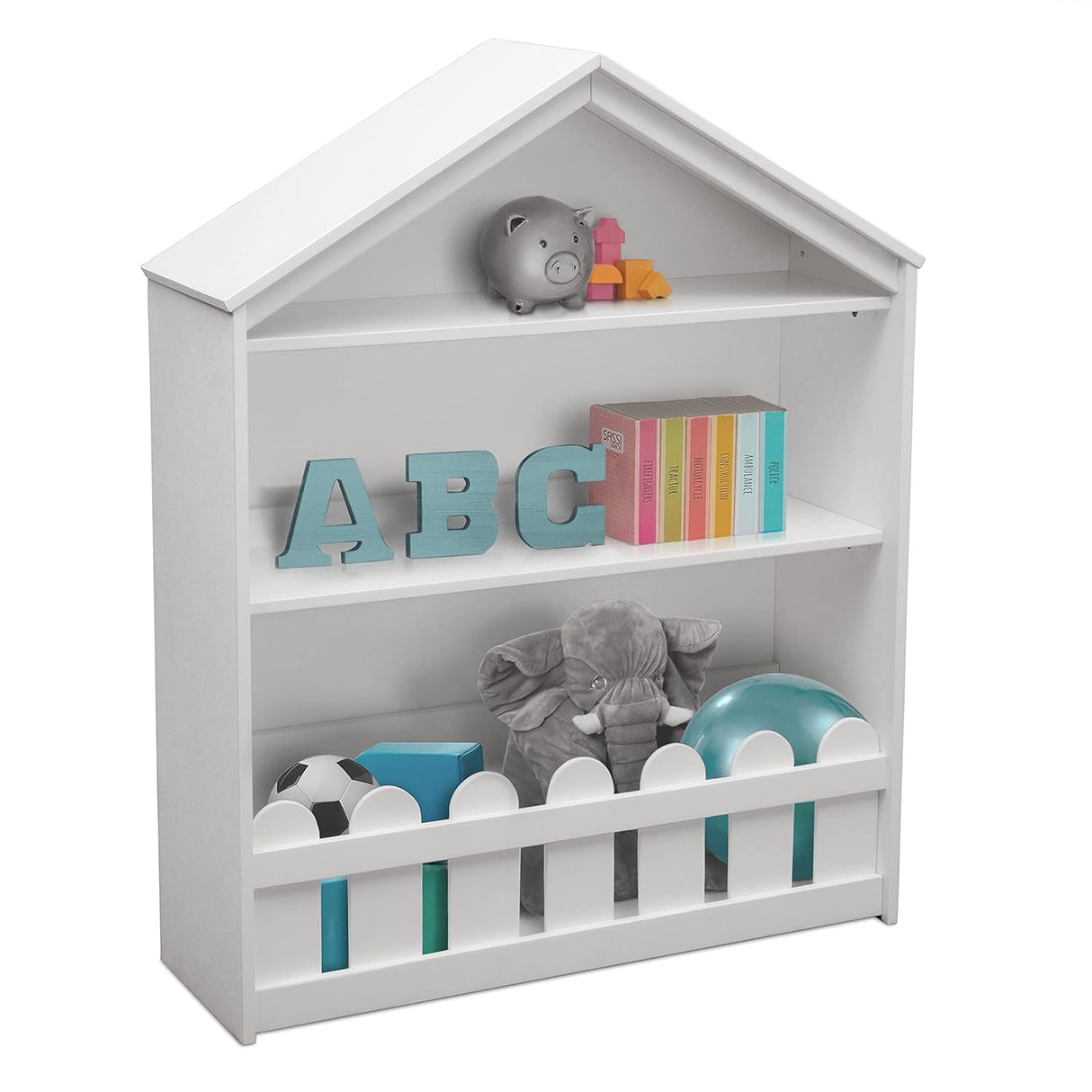 Delta Children Happy Home Storage Bookcase, Bianca White
