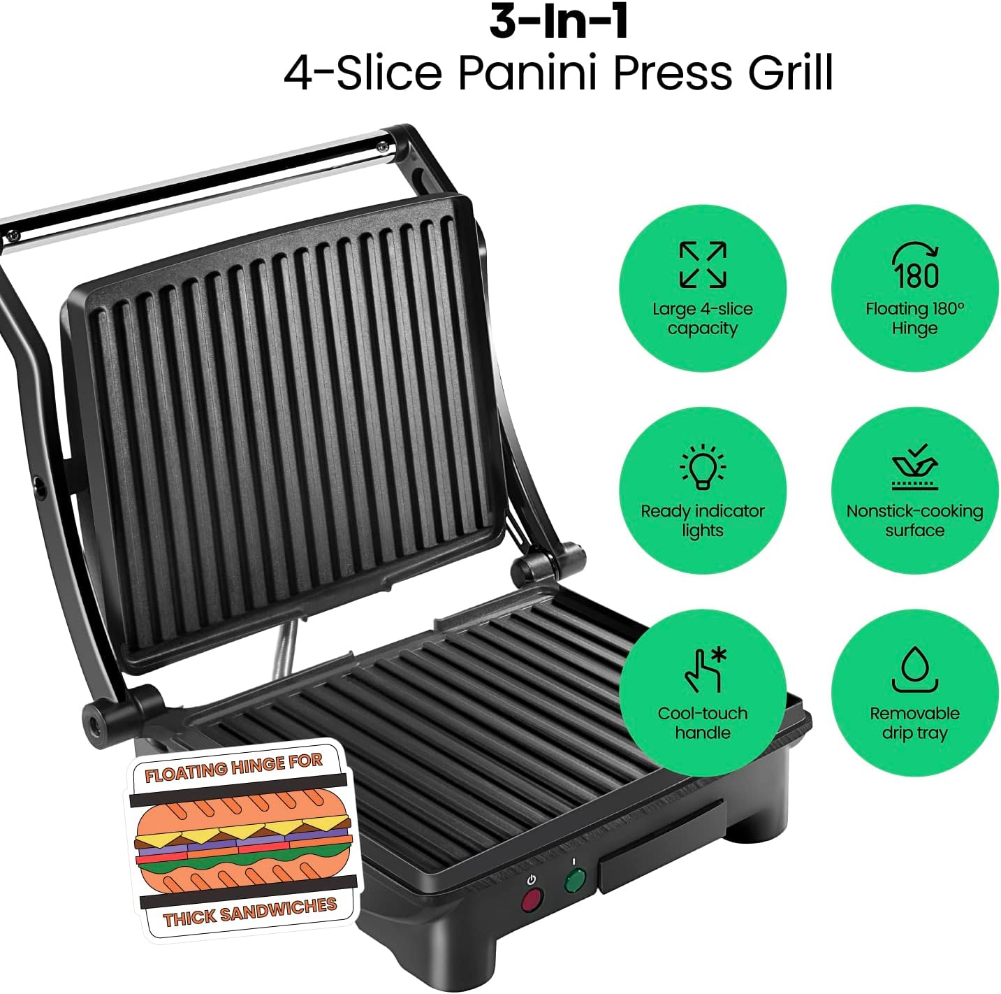 Chefman 3-in-1 Panini Press Grill