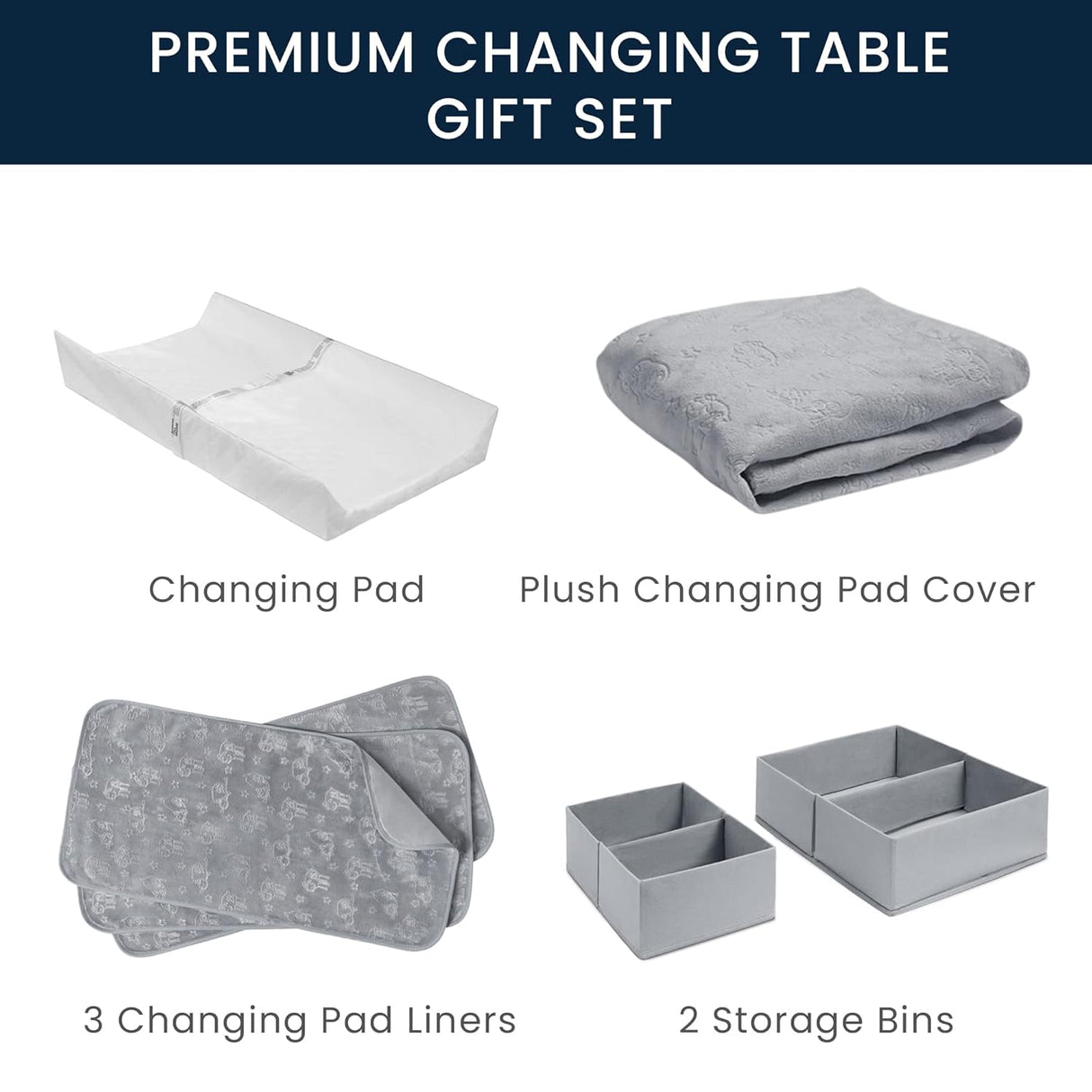 Delta Children 7-Piece Essential Changing Table Set -Grey