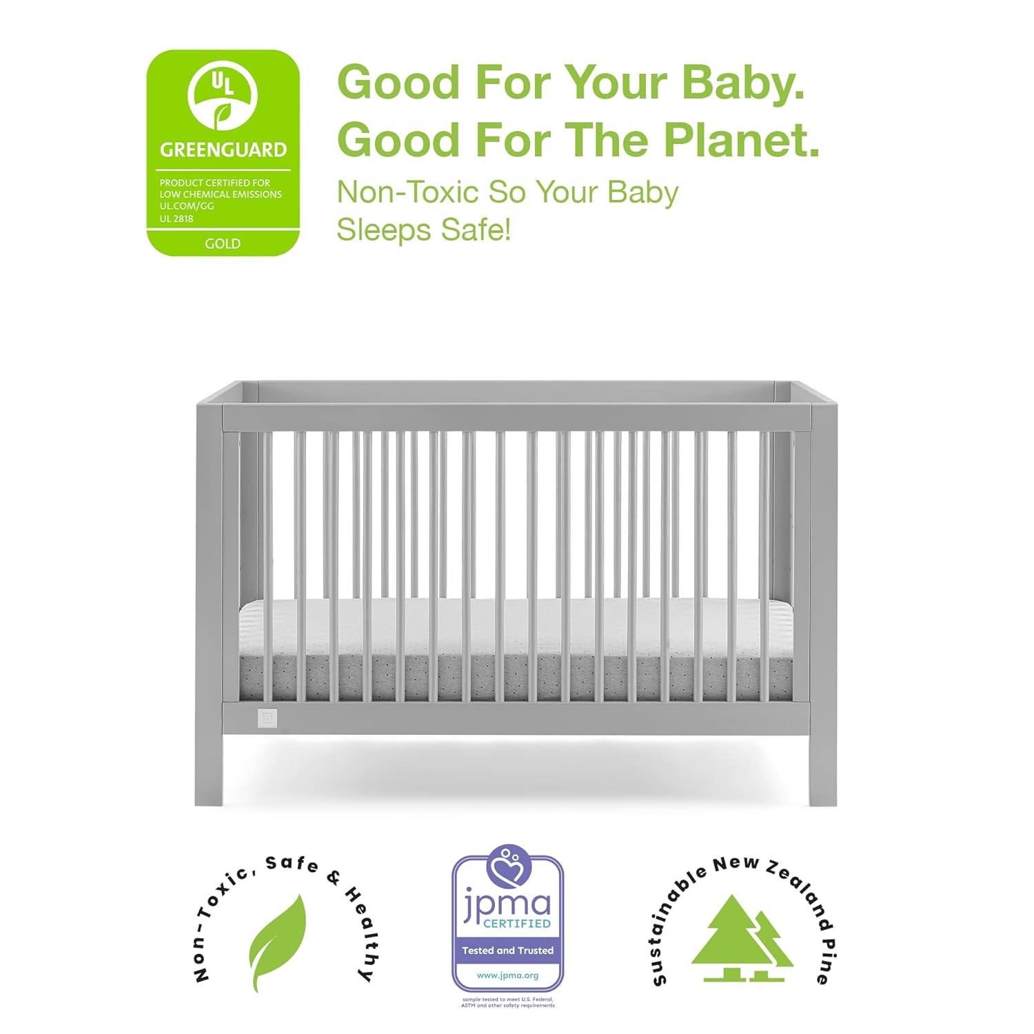 Delta Children babyGap Charlie 6-in-1 Convertible Crib - Greenguard Gold Certified, Grey