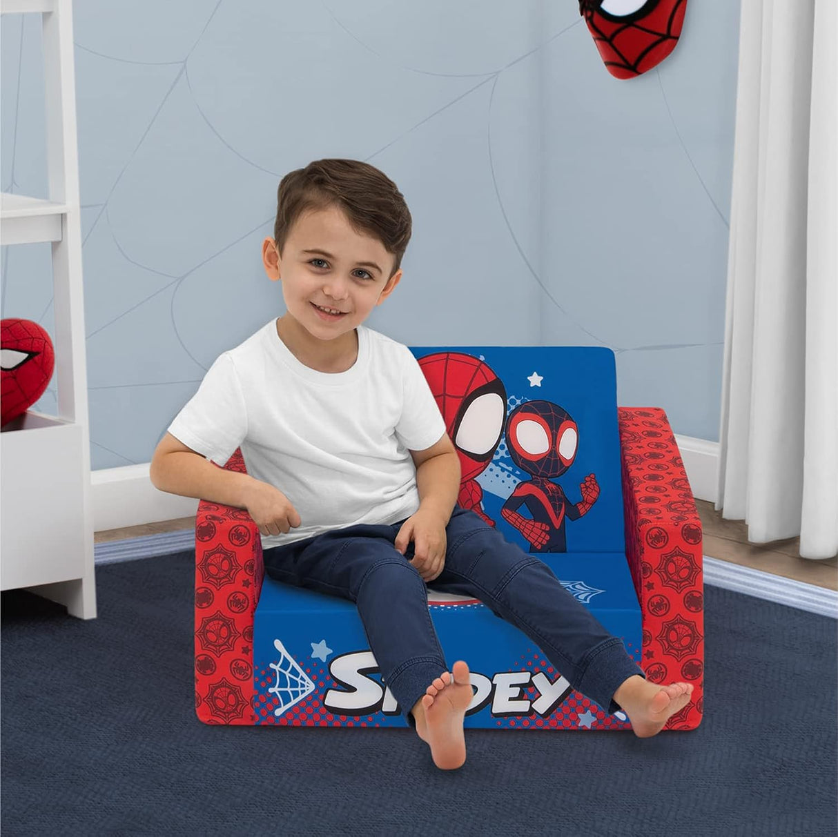 Marvel Spidey and His Amazing Friends Cozee Flip-Out Chair Convertible Chair to Lounger for Kids