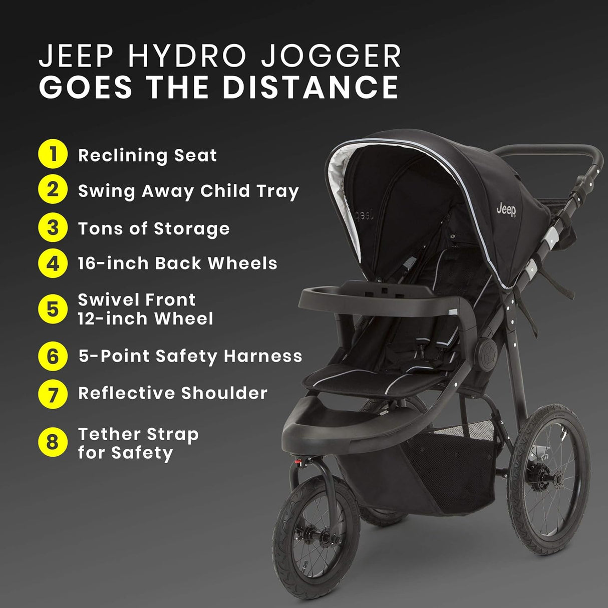 Delta Children Jeep Hydro Sport Plus Jogger, Black