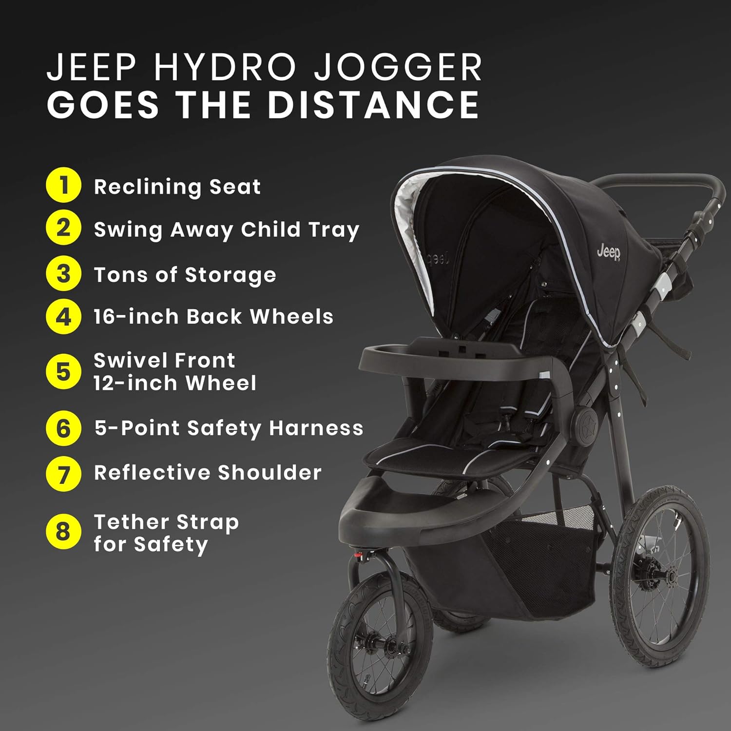 Delta Children Jeep Hydro Sport Plus Jogger, Black