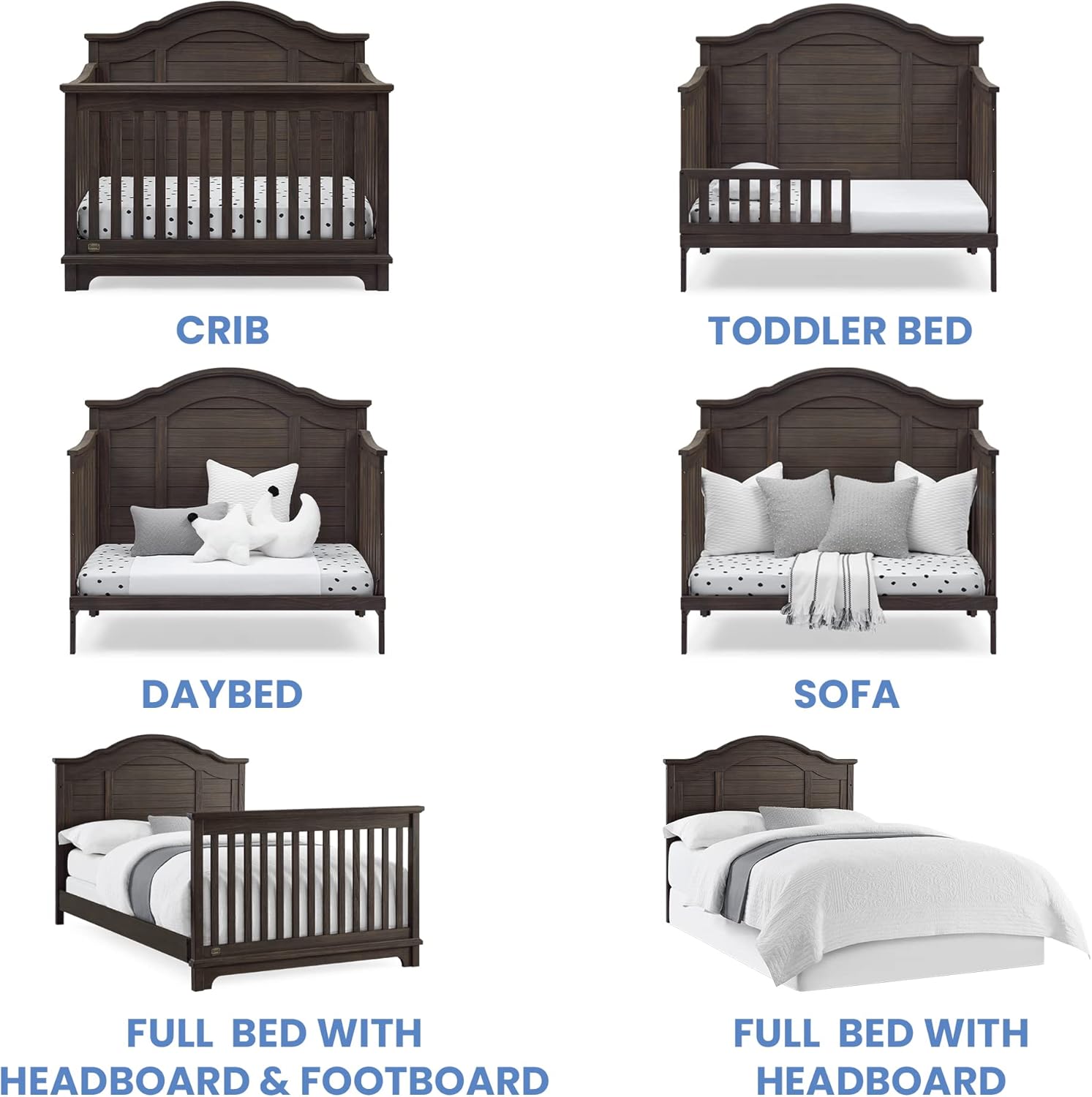 Delta Children Simmons Kids Asher 6-in-1 Convertible Crib with Toddler Rail, Rustic Grey