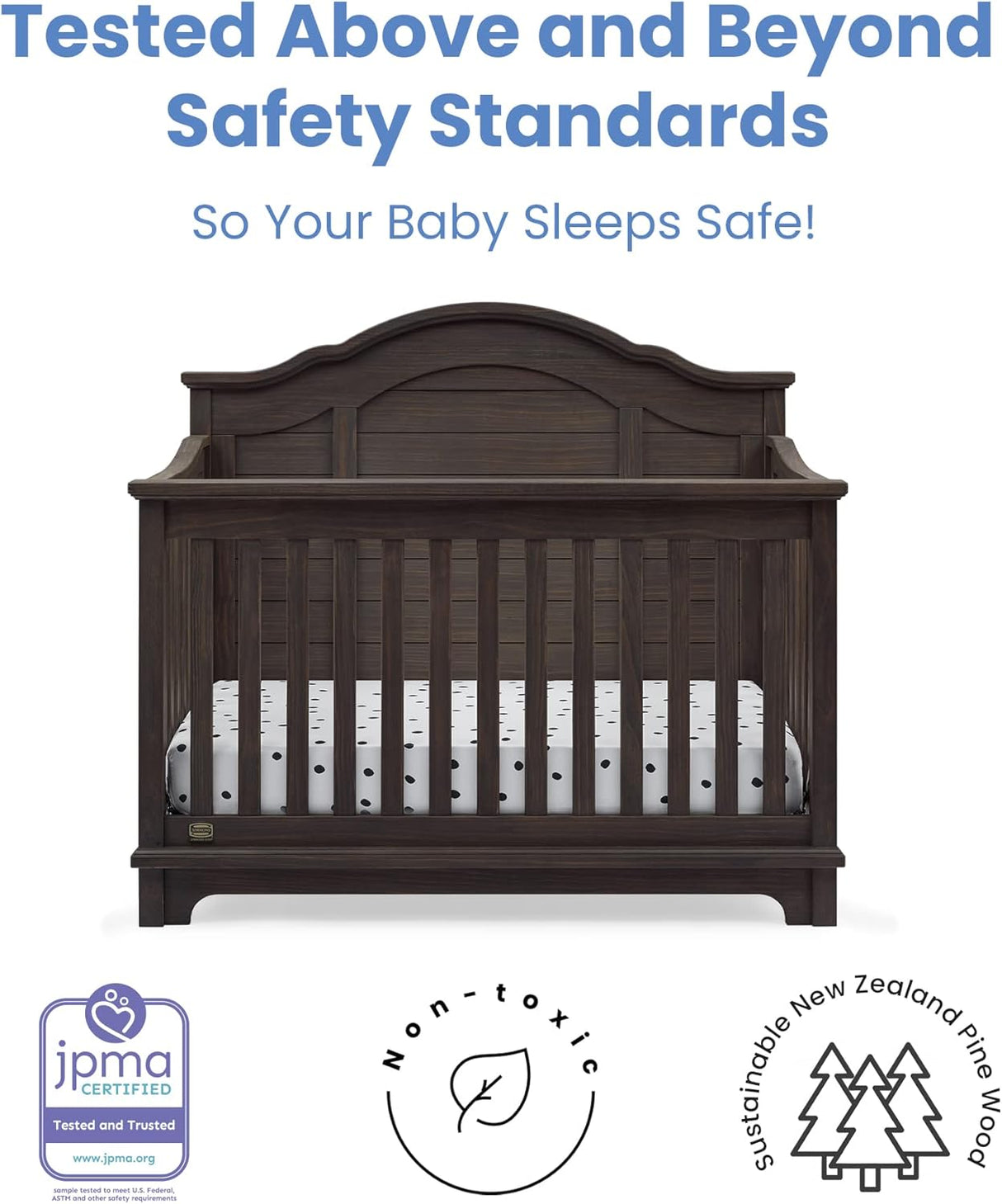 Delta Children Simmons Kids Asher 6-in-1 Convertible Crib with Toddler Rail, Rustic Grey