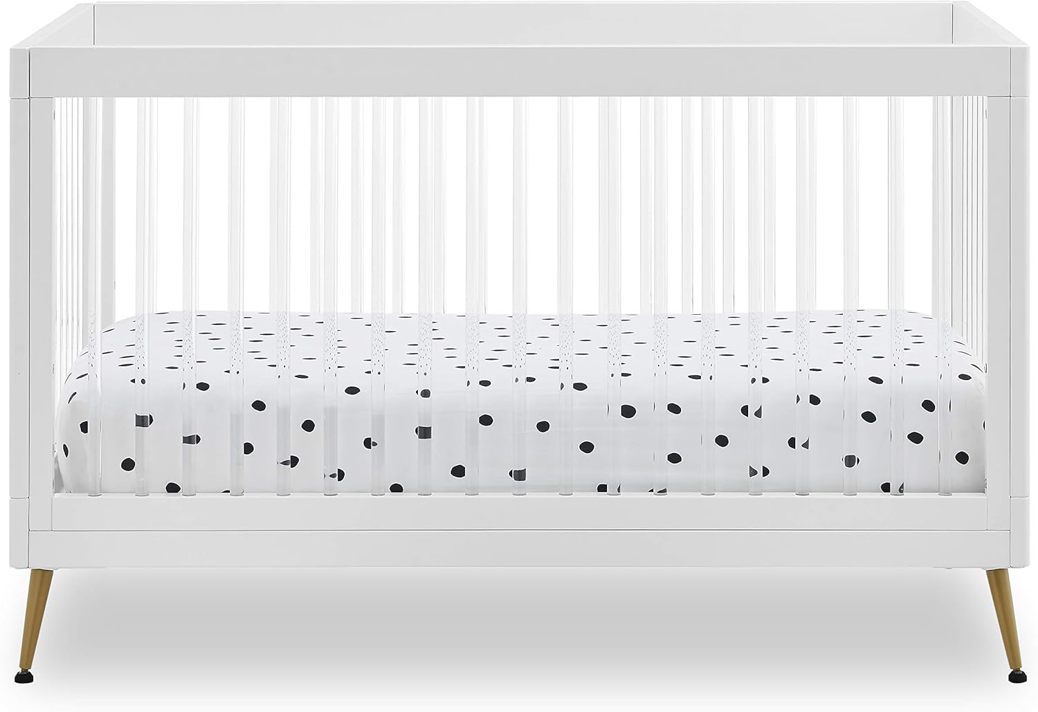 Delta Children Sloane 4-in-1 Acrylic Convertible Crib Bianca White/Melted Bronze