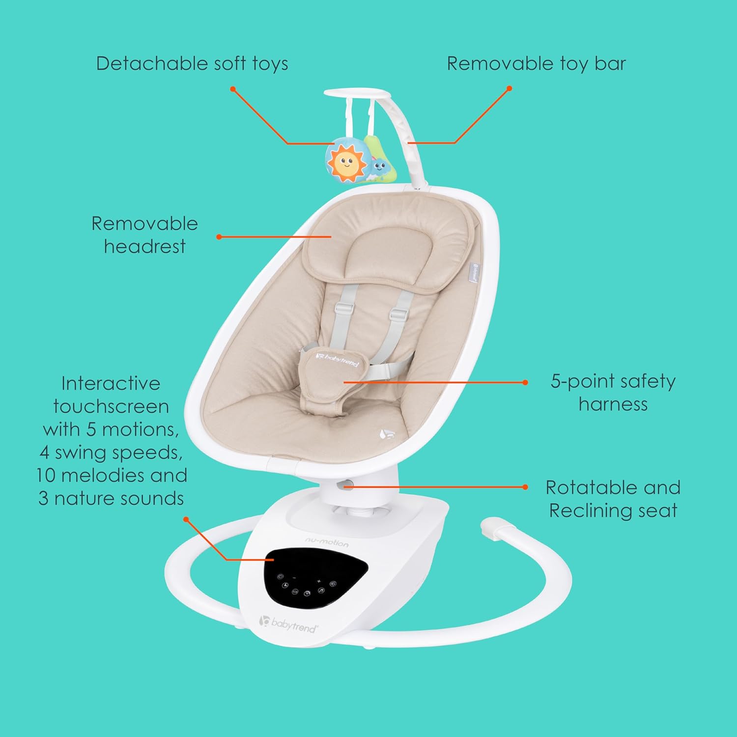 Baby Trend NuMotion Infinity Swing -  Dash Tan