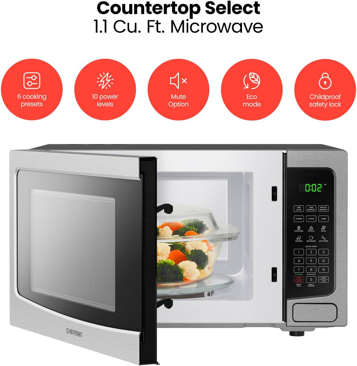Chefman Countertop Select 1.1 Cu. Ft. Microwave
