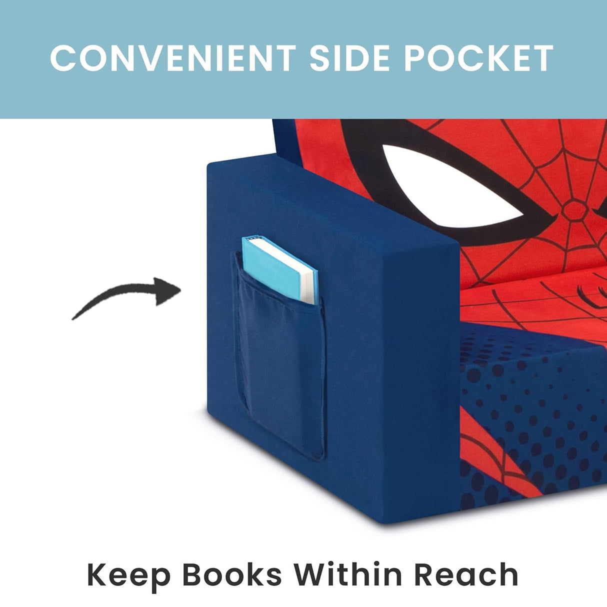 Delta Children Spider-Man Cozee Flip-Out Sofa - 2-in-1 Convertible Sofa to Lounger for Kids