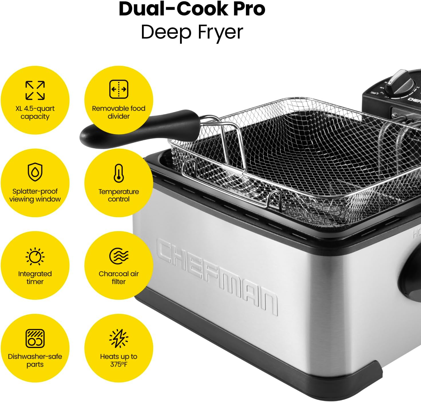 Chefman Dual Cook Pro 4.5 Quart Deep Frye