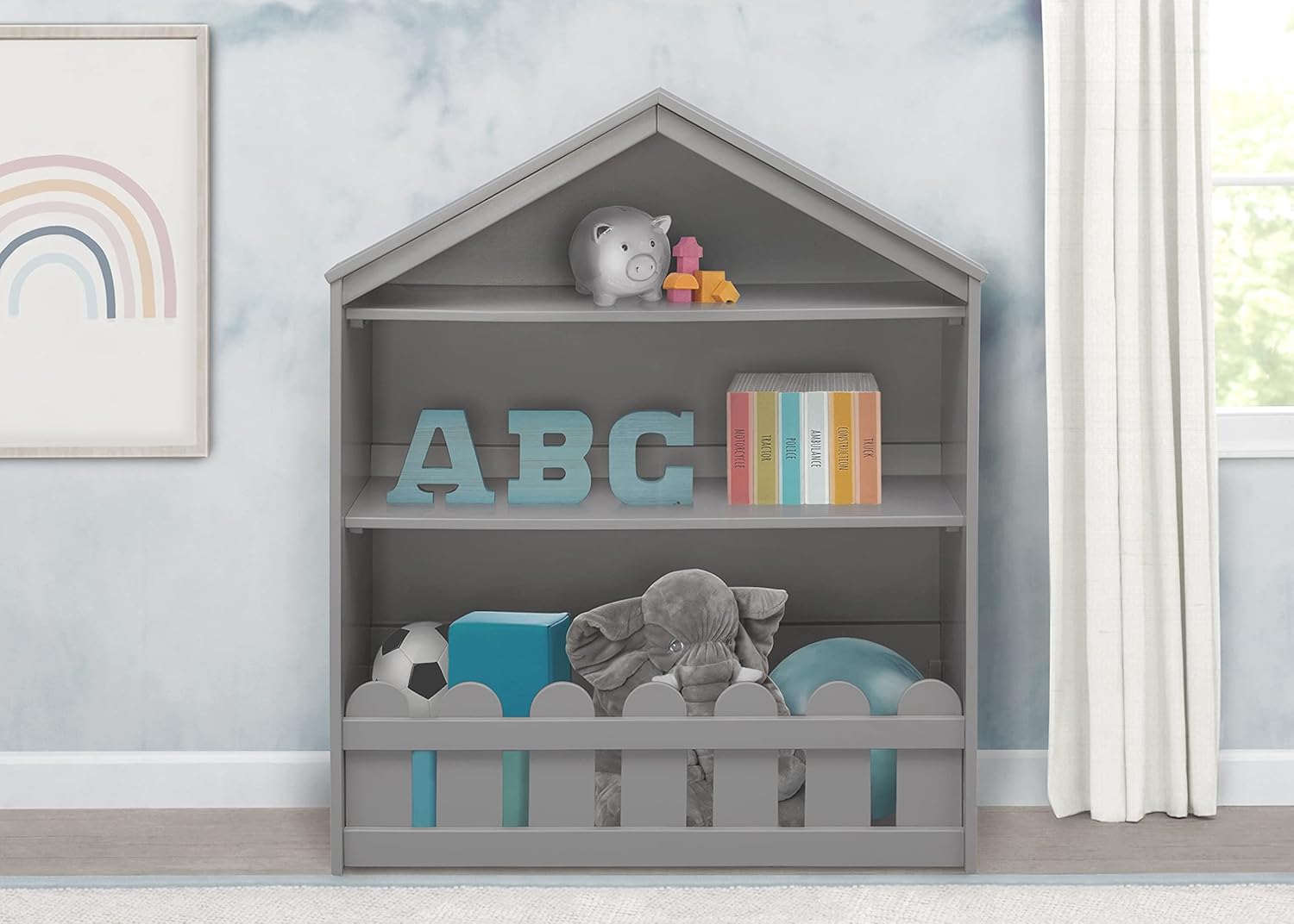 Delta Children Happy Home Storage Bookcase, Grey