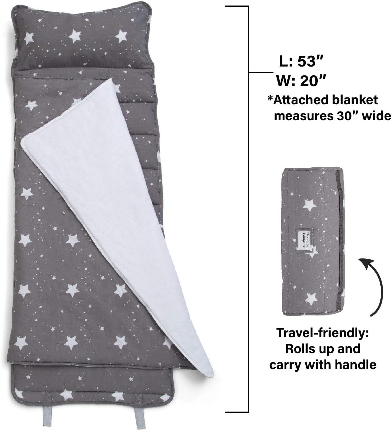 Delta Children Nap Mat with Included Pillow and Blanket for Toddlers and Kids, Dusty Skies