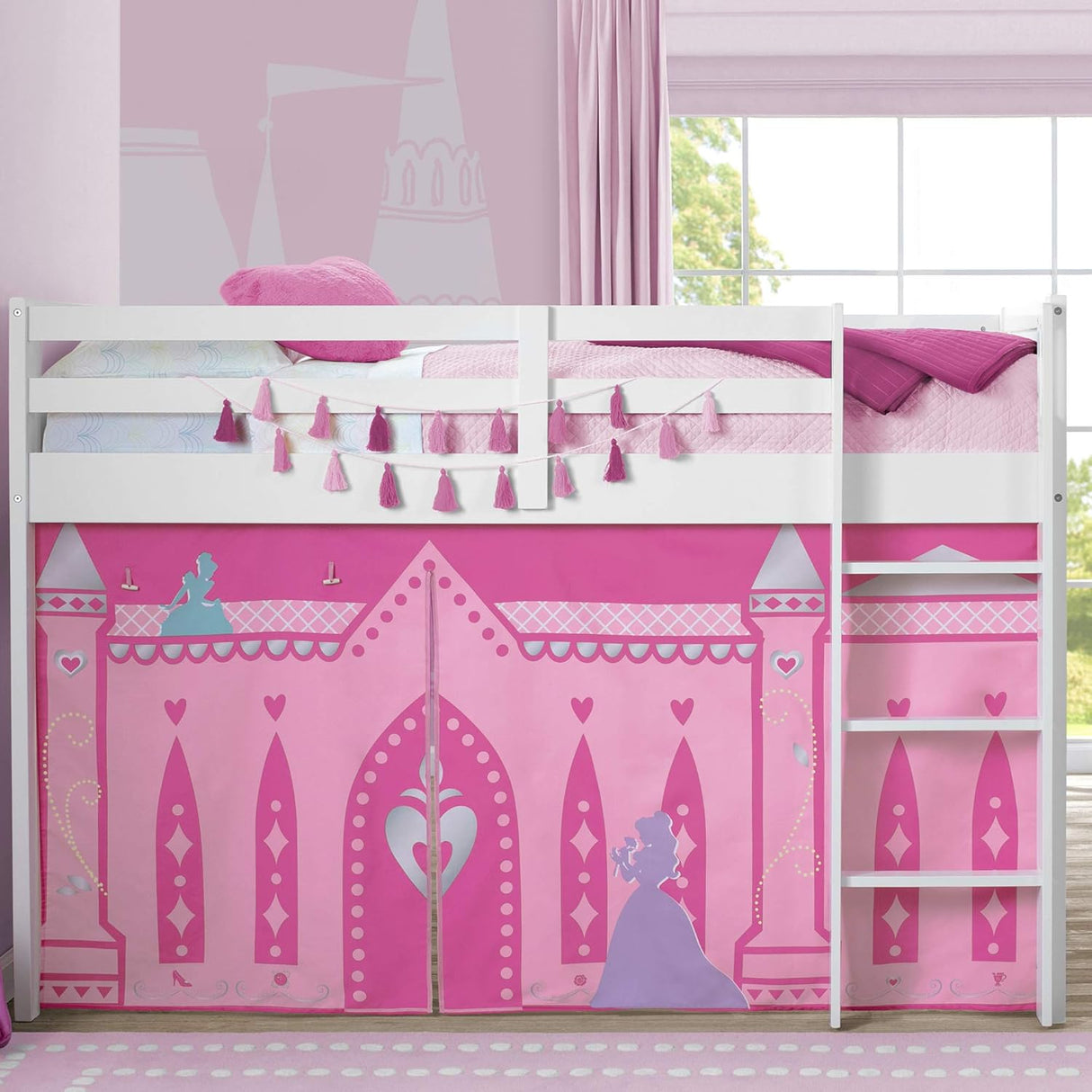 Disney Princess Loft Bed Tent - Curtain Set for Low Twin Loft Bed (Bed Sold Separately)