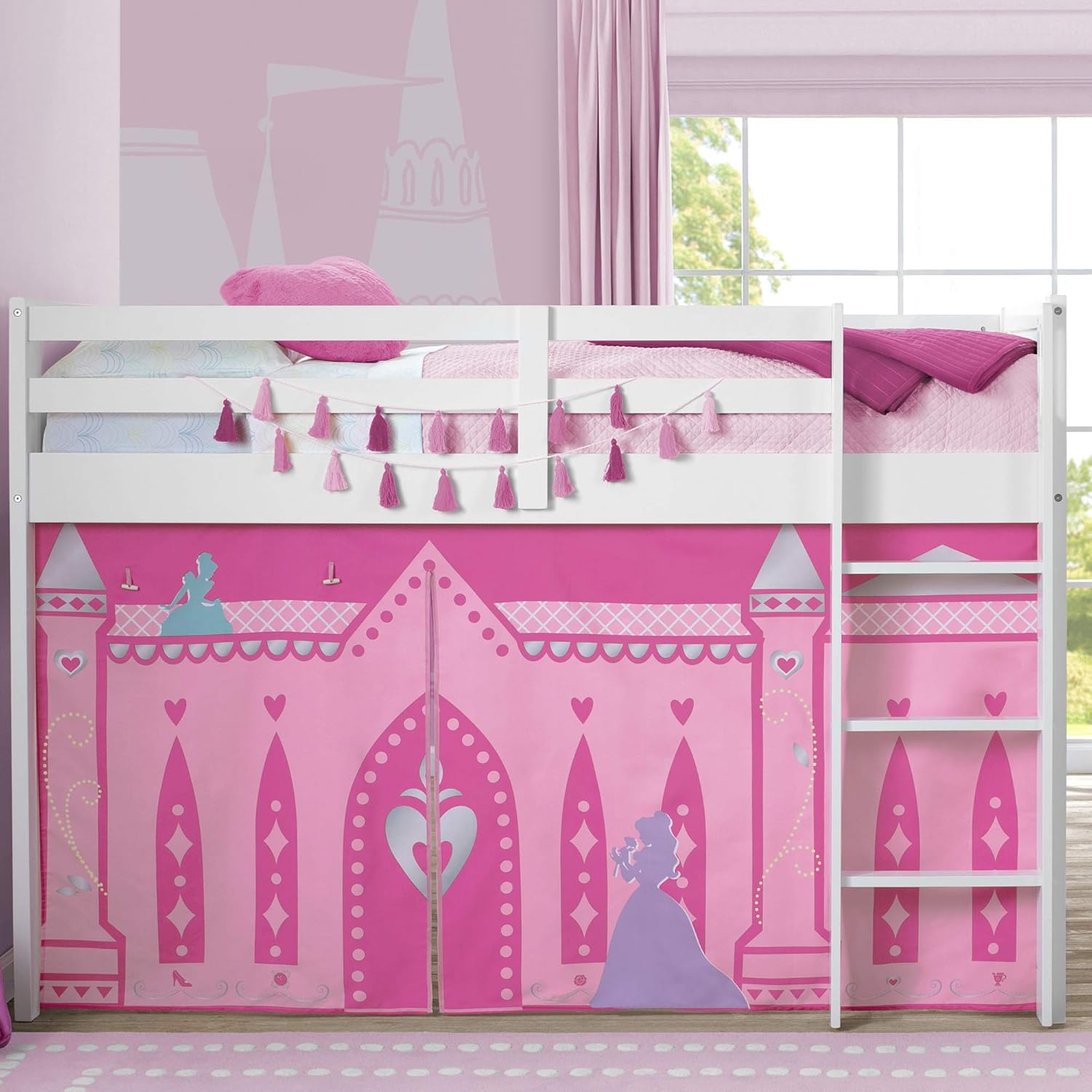 Disney Princess Loft Bed Tent - Curtain Set for Low Twin Loft Bed (Bed Sold Separately)