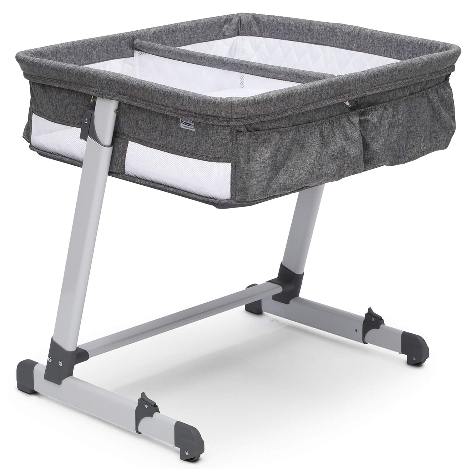 Delta Children By The Bed Twin City Sleeper Bassinet, Grey Tweed