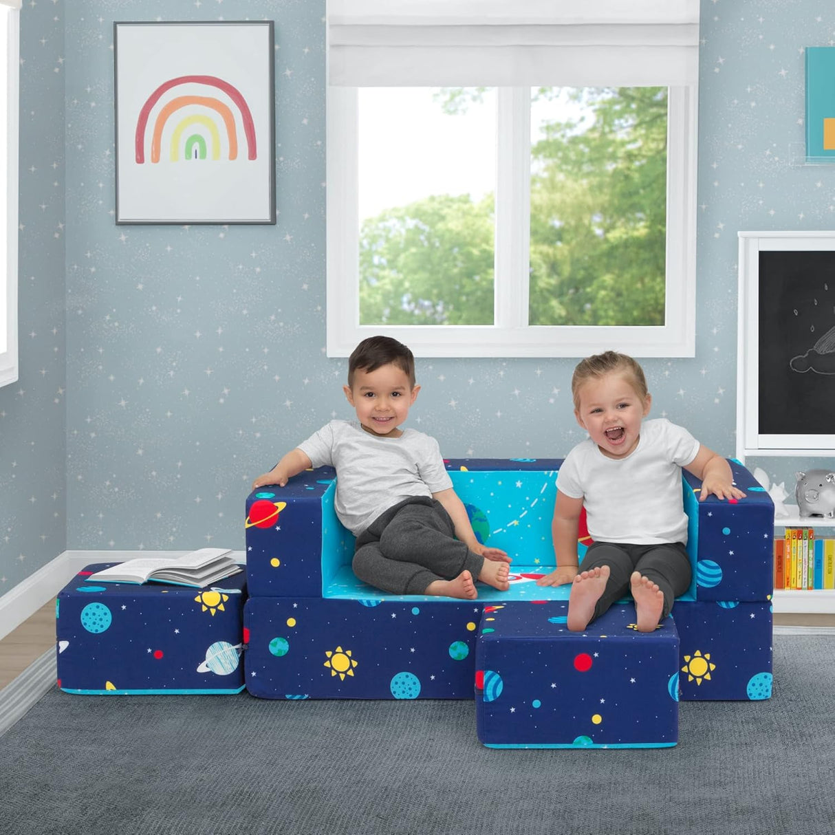 Delta Children Convertible Sofa and Play Set for Kids and Toddlers Spaceship