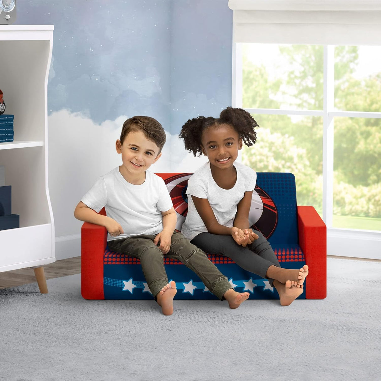 Delta Children Avengers Cozee Flip-Out Sofa - 2-in-1 Convertible Sofa to Lounger for Kids