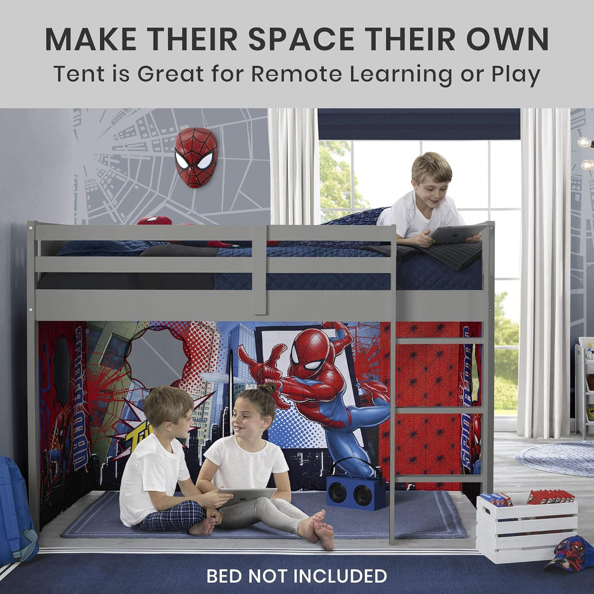 Delta Children Spider-Man Loft Bed Tent - Curtain Set for Low Twin Loft Bed (Bed Sold Separately)