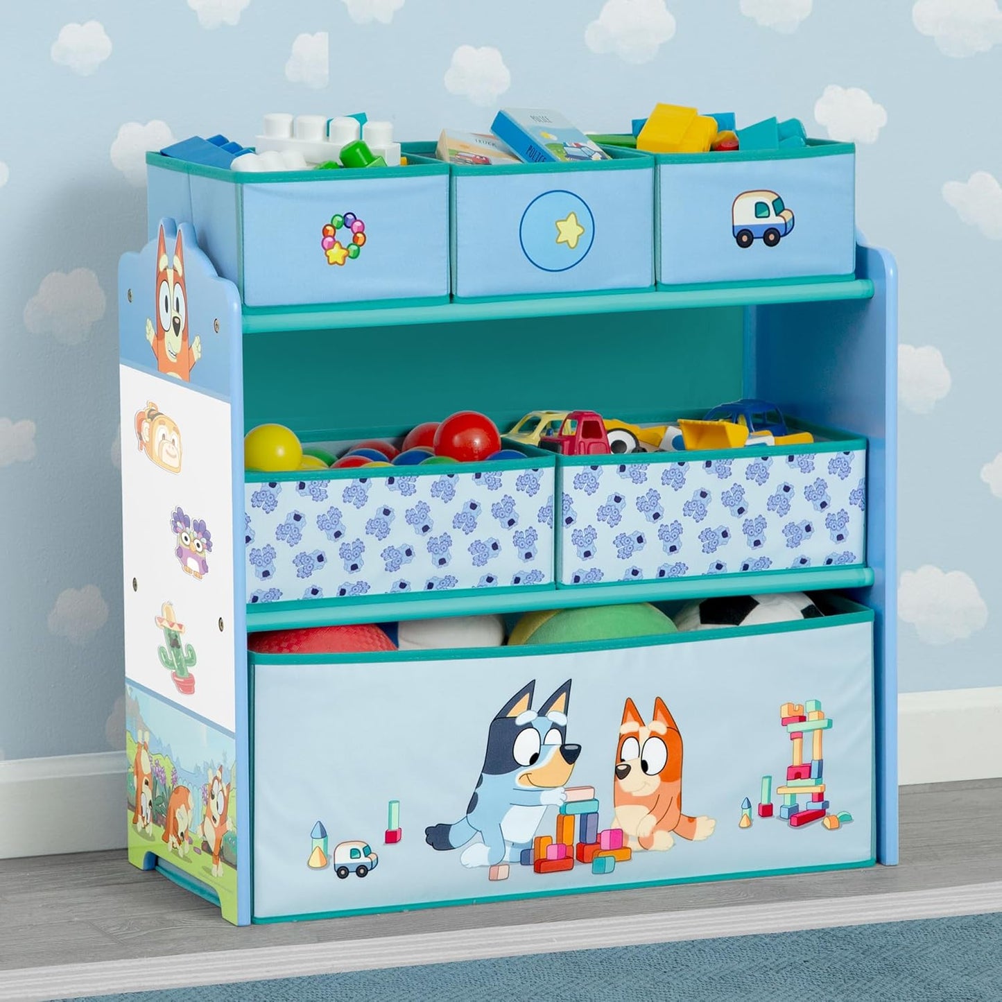 Delta Children Bluey Design & Store 6 Bin Toy Storage Organizer - Greenguard Gold Certified