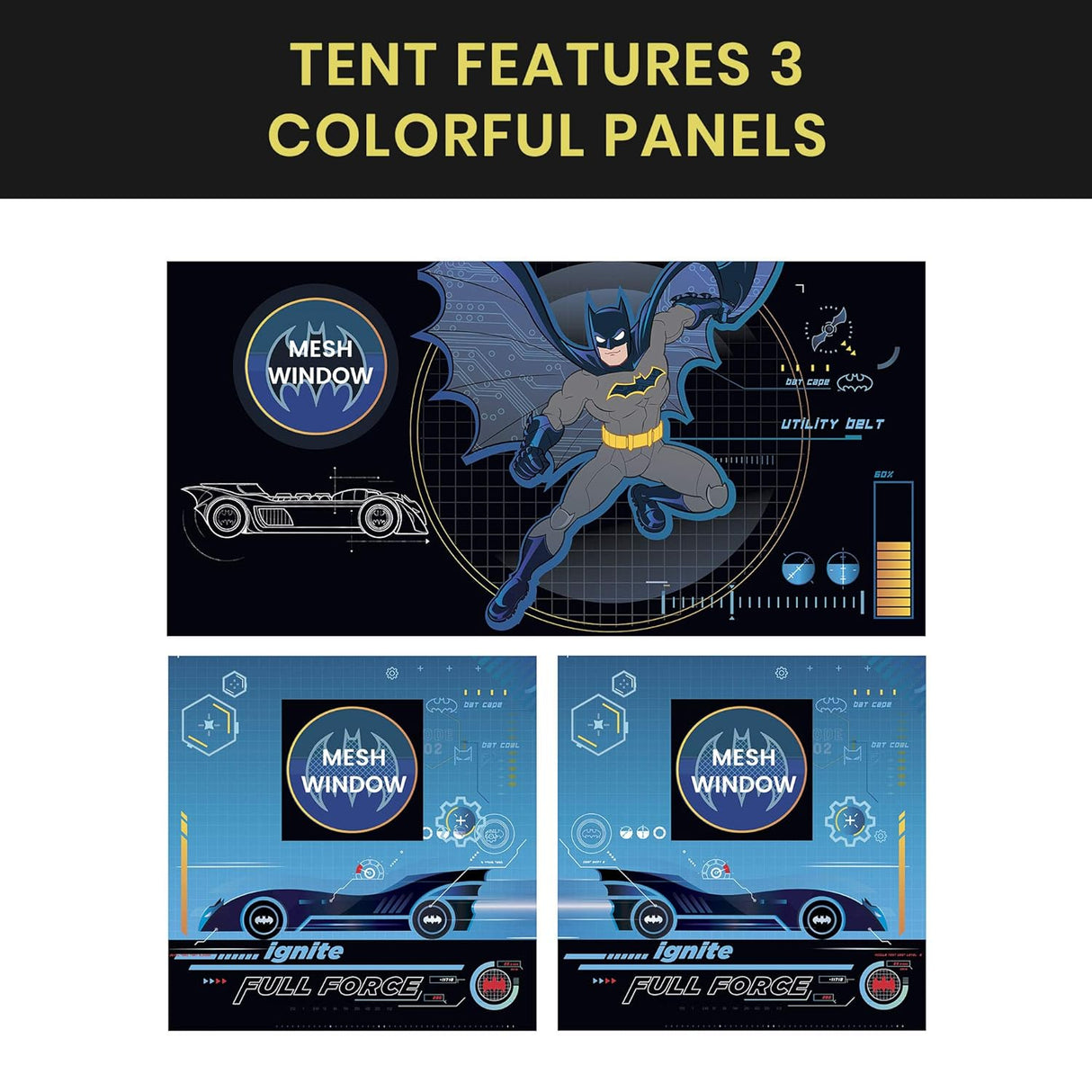 Delta Children Batman Loft Bed Tent - Curtain Set for Low Twin Loft Bed (Bed Sold Separately)