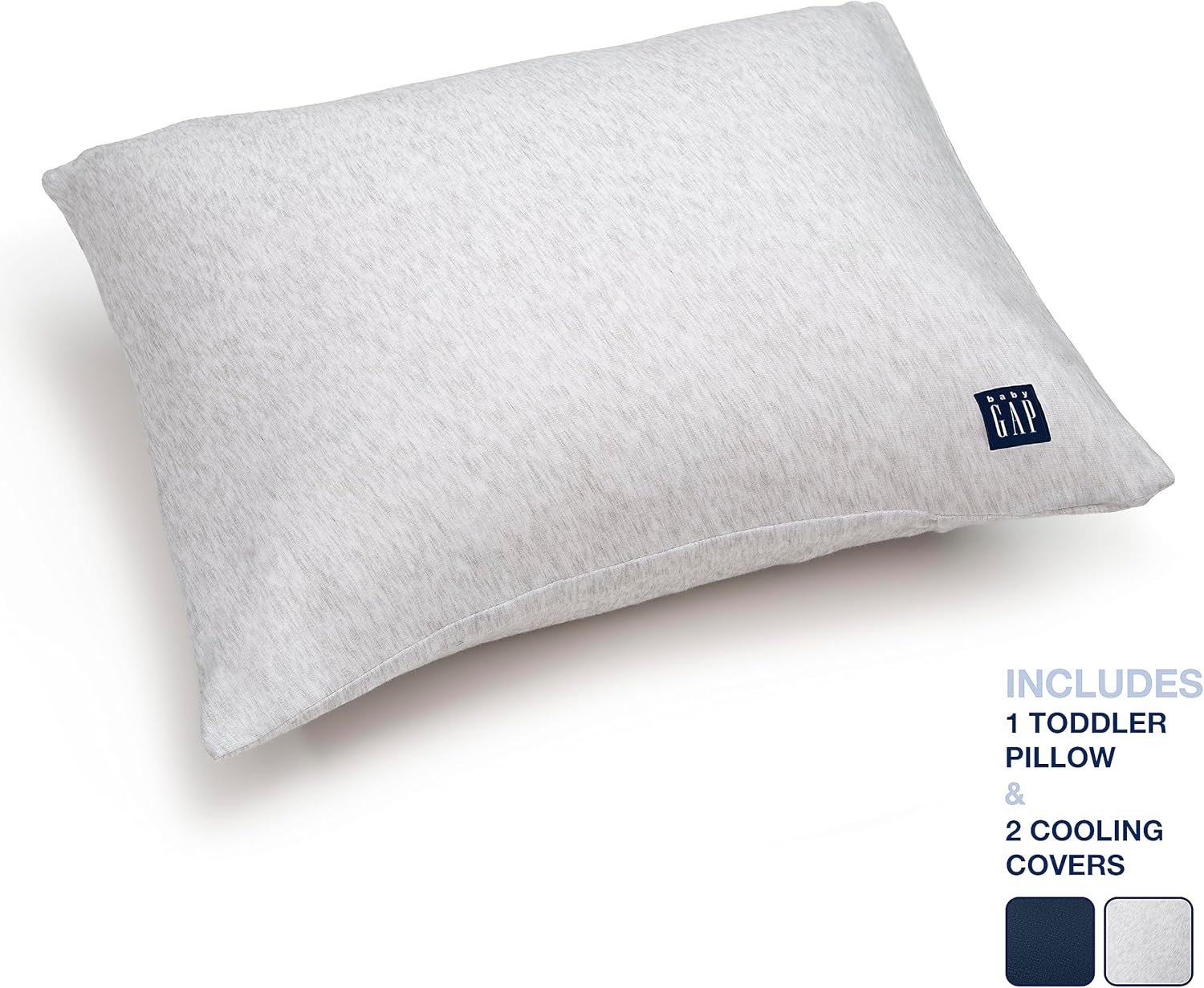 Delta Children Memory Foam Toddler Pillow with 2 Cooling Covers. Grey/Navy