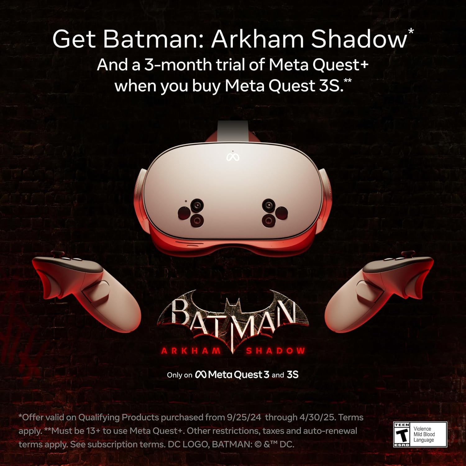 Meta Quest 3S 128GB - Get Batman: Arkham Shadow and a 3-Month Trial of Meta Quest+ Included — All-In-One Headset - White