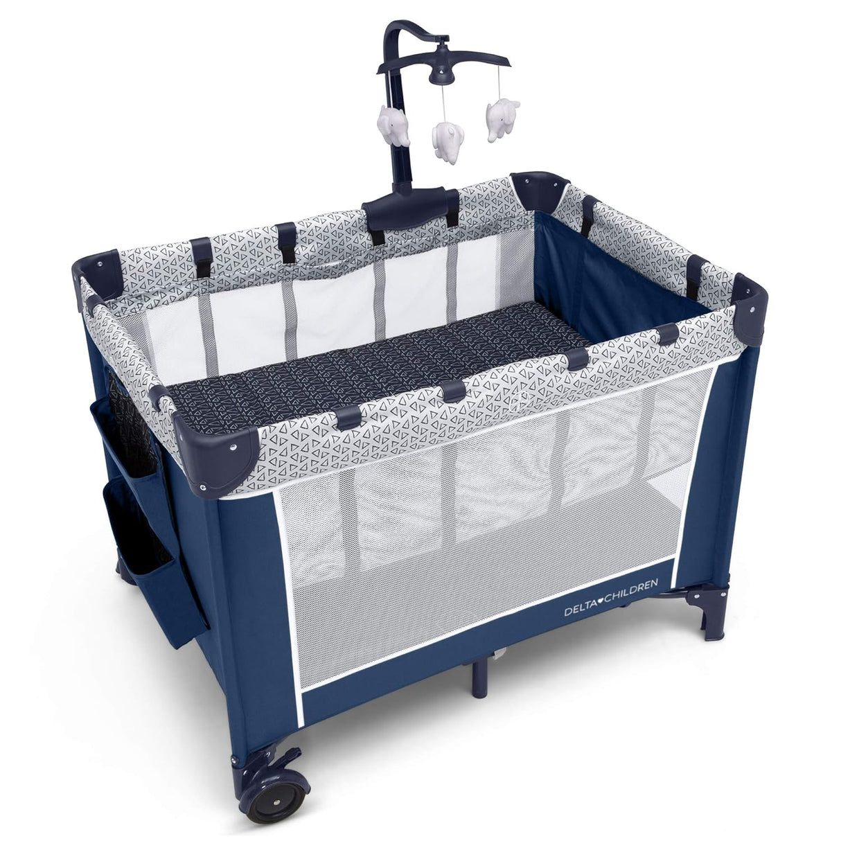 LX Deluxe Portable Baby Play Yard With Removable Bassinet and Changing Table, Midnight Blue