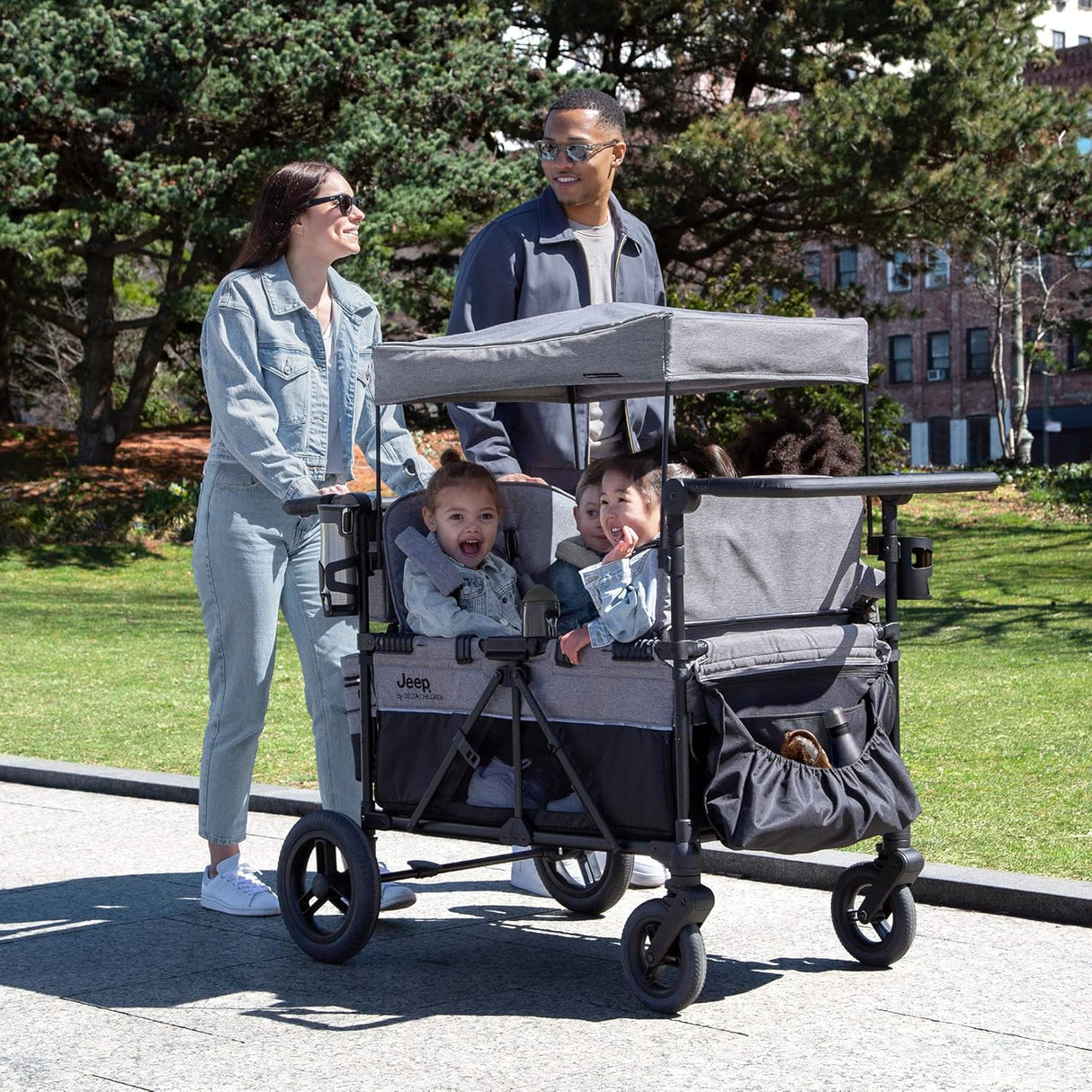 Jeep Wrangler Deluxe 4 Seater Stroller Wagon by Delta Children, Grey