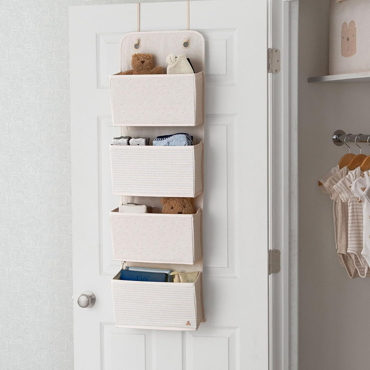 Delta Children 2-Pack Over the Door Storage Organizer with 4 Pockets, Tan