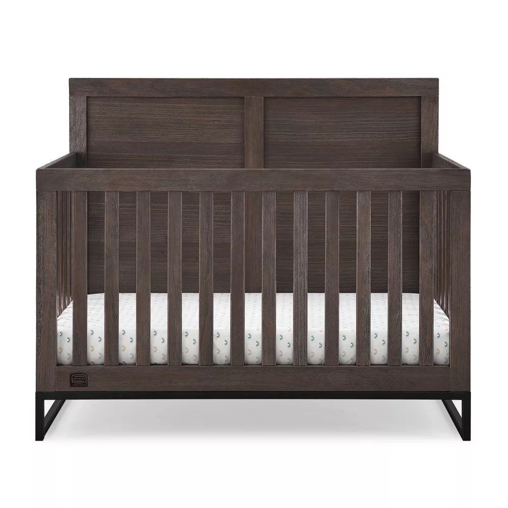 Delta Children Simmons Kids Foundry 6-in-1 Convertible Crib, Rustic Grey/Matte Black