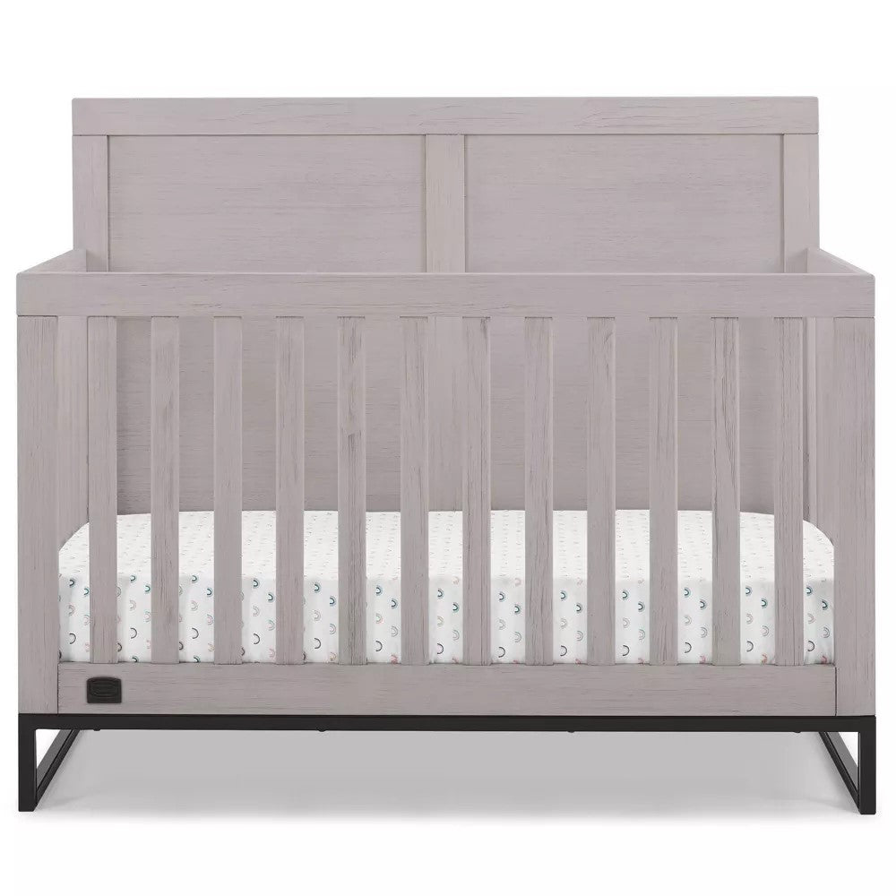 Delta Children Simmons Kids Foundry 6-in-1 Convertible Crib, Rustic Mist/Matte Black