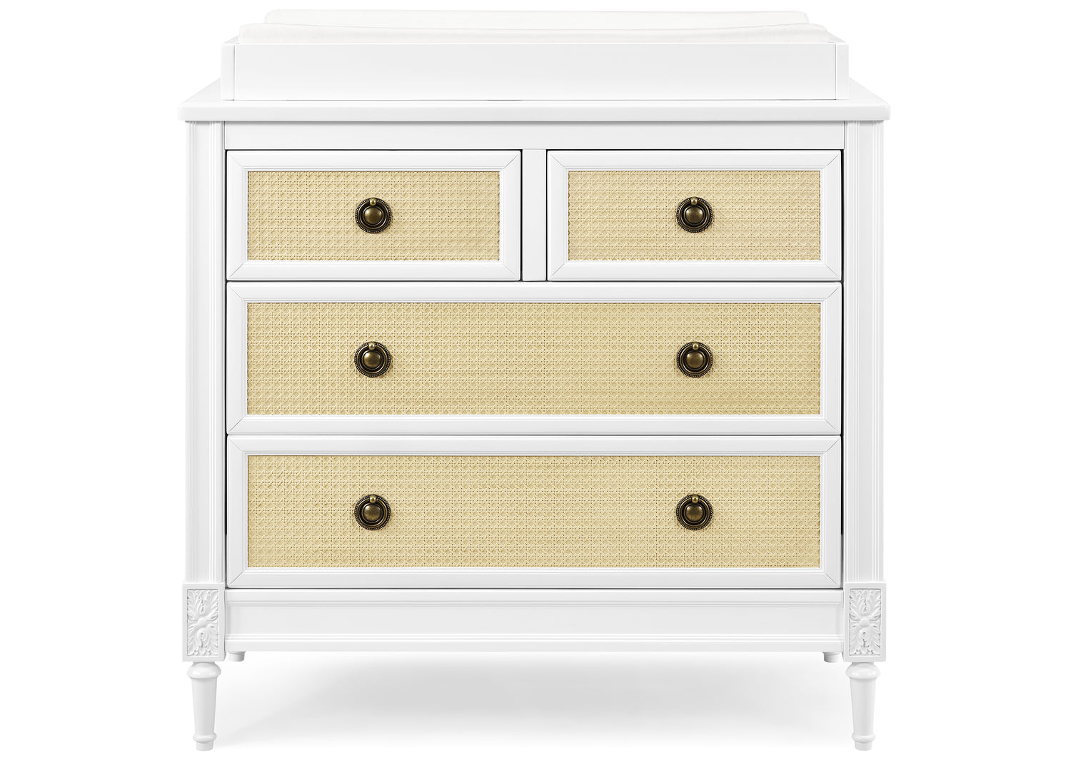 Delta Children Madeline 4 Drawer Dresser w/ Changing Top and Interlocking Drawers, Bianca White